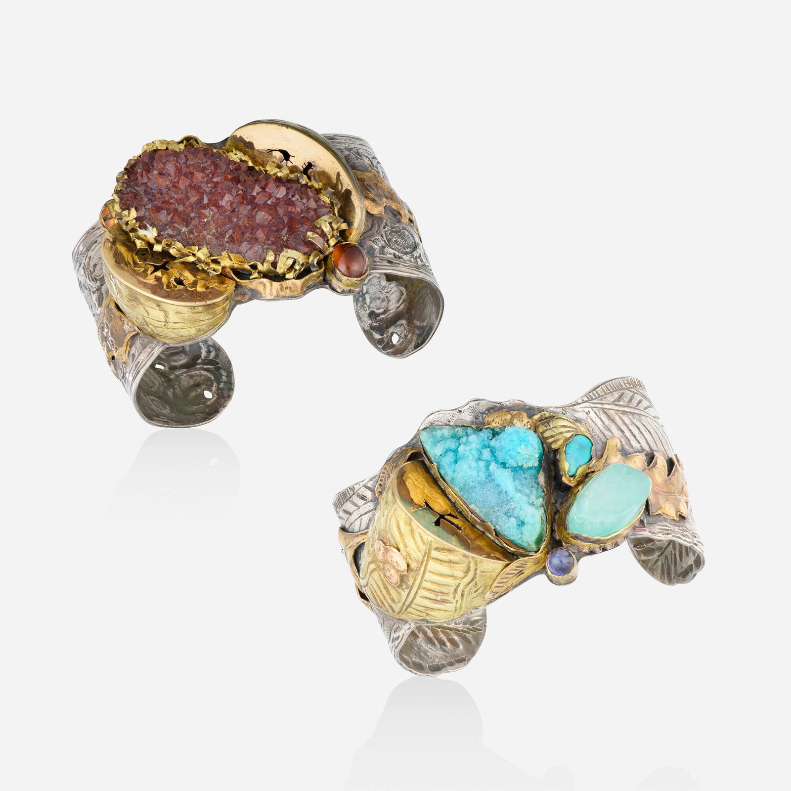 Margaret Barnaby, Two multi-gem, sterling silver, and gold bracelets (1 of 3)