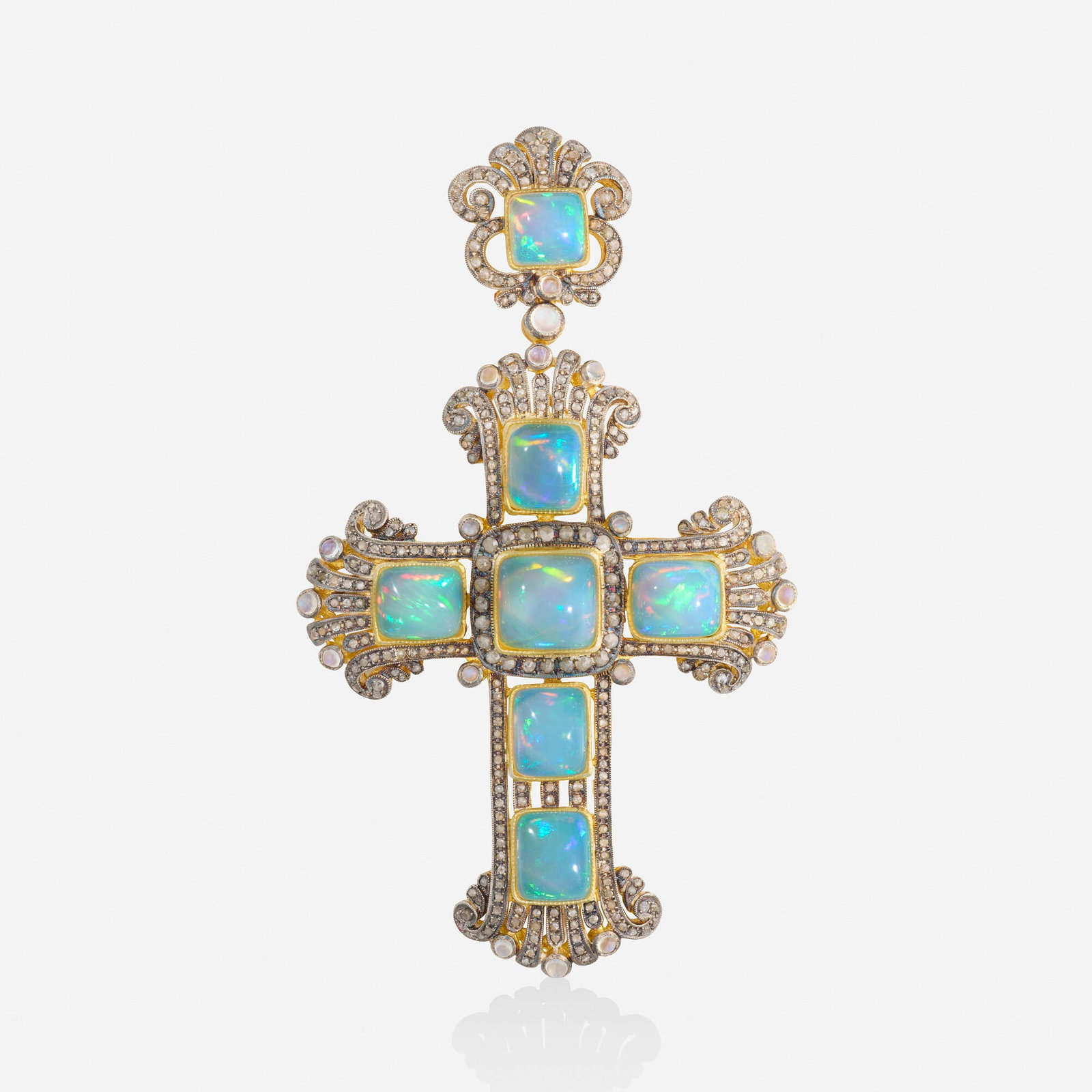 Multi-gem, diamond, and silver gilt pendant brooch (1 of 2)