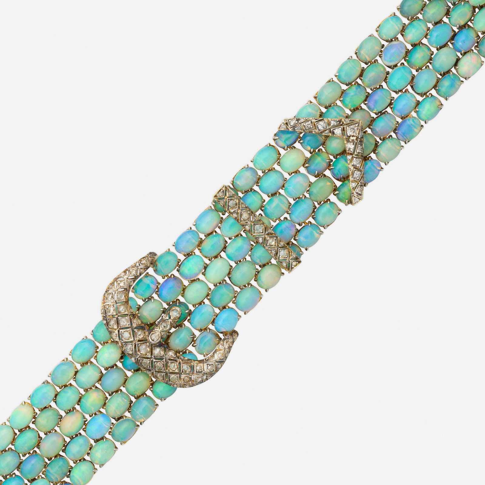 Opal, diamond, and silver gilt bracelet (1 of 3)
