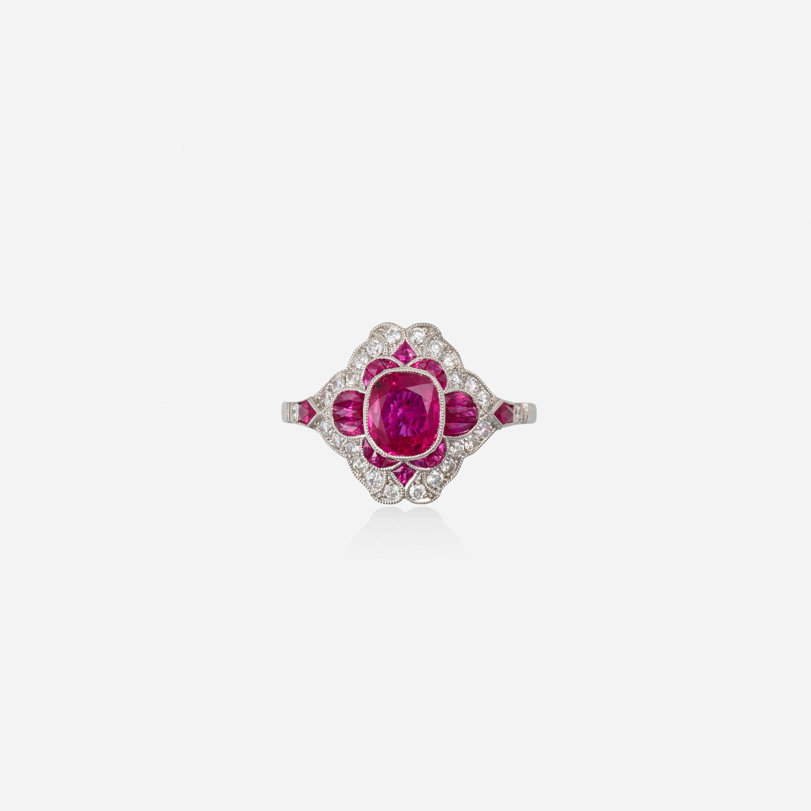 Ruby, diamond, and platinum ring - 2