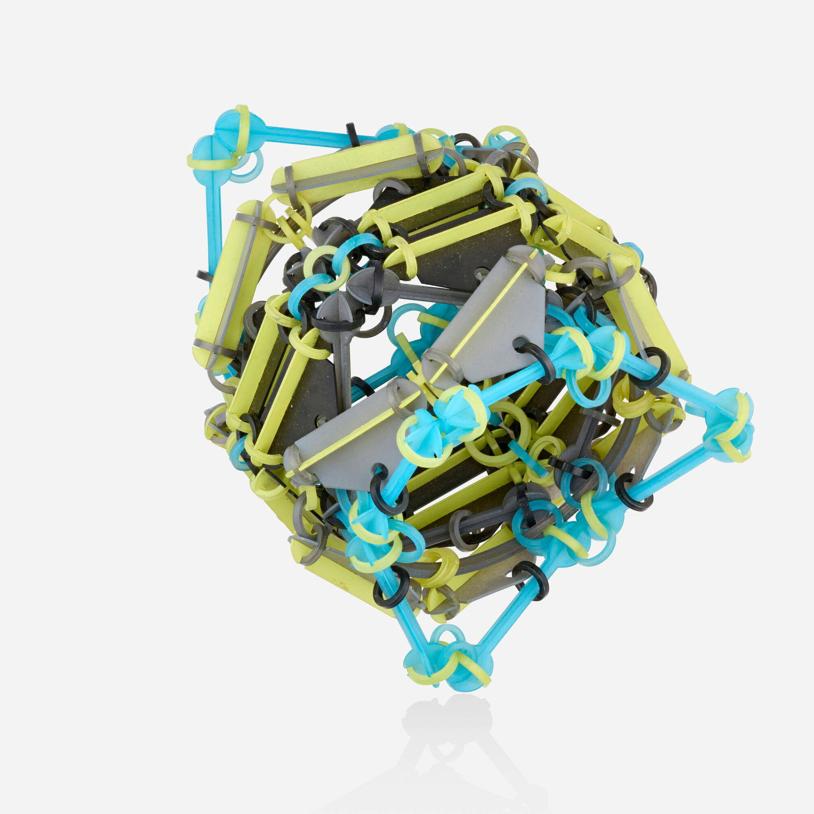 Svenja John, 'Aksu' bracelet: Svenja John 'Aksu' bracelet Of geometric design Polycarbonate, metal Inner circ. approx. 7.50 in, length 4.50 in, width 4 in; Gross weight 38.6 dwts Sold with two copies of Svenja John: X-Bones,