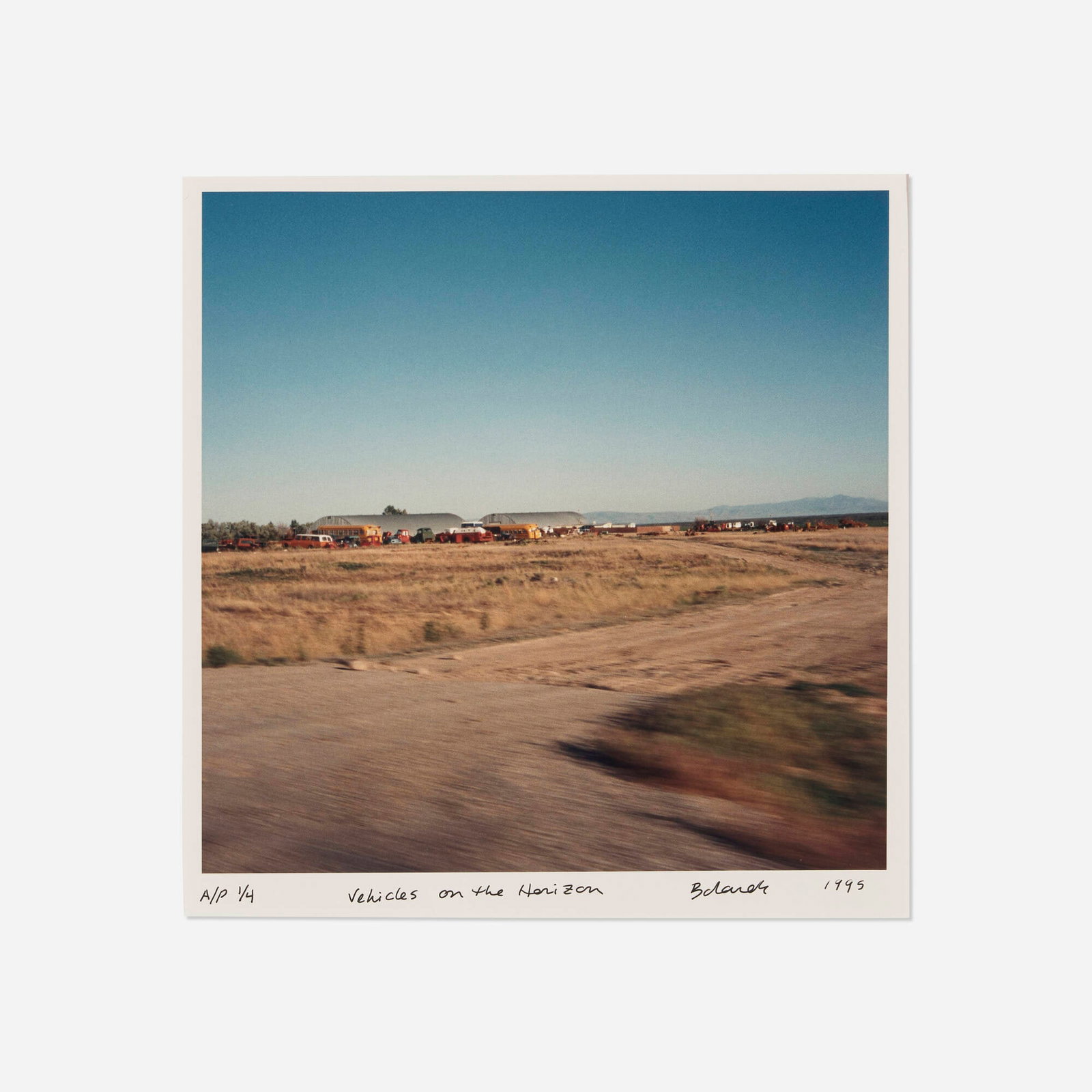 Jennifer Bolande, Vehicles on the Horizon: Jennifer Bolande Vehicles on the Horizon 1995 C-print image: 7.5 h x 7.5 w in (19 x 19 cm) sheet: 11 h x 8.5 w in (28 x 22 cm) Signed, titled, dated and numbered to lower edge 'A/P 1/4 Vehicles on