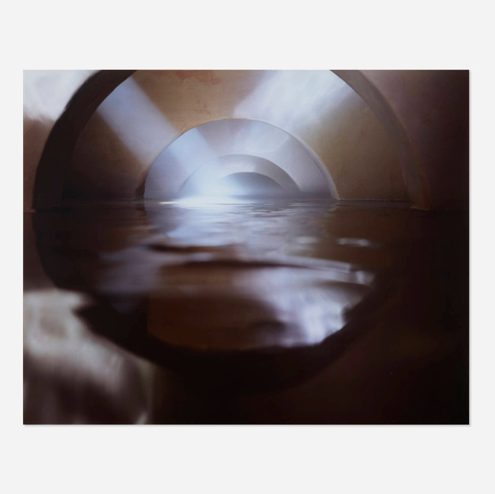 James Casebere, Four Flooded Arches from Center With Fog: James Casebere Four Flooded Arches from Center With Fog 1999 Cibachrome print mounted to acrylic and face-mounted to acrylic 24 h x 30 w x 1 d in (61 x 76 x 3 cm) Signed to label on verso of mount