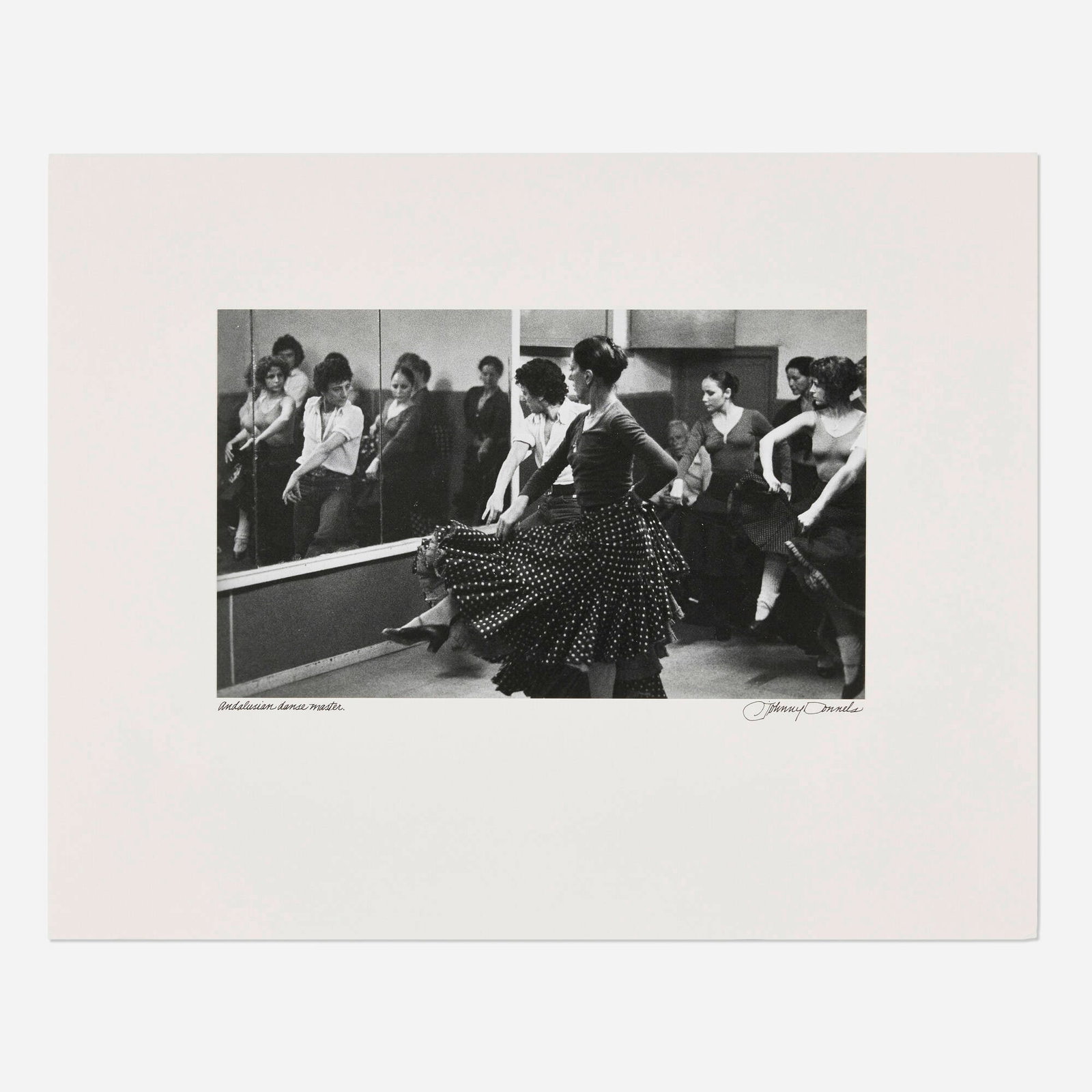 Johnny Donnels, Andalusion Danse Master: Johnny Donnels Andalusion Danse Master gelatin silver print image: 7.75 h x 13 w in (20 x 33 cm) mount: 16 h x 20 w in (41 x 51 cm) Signed and titled to mount 'Andalusion Danse Master Johnny