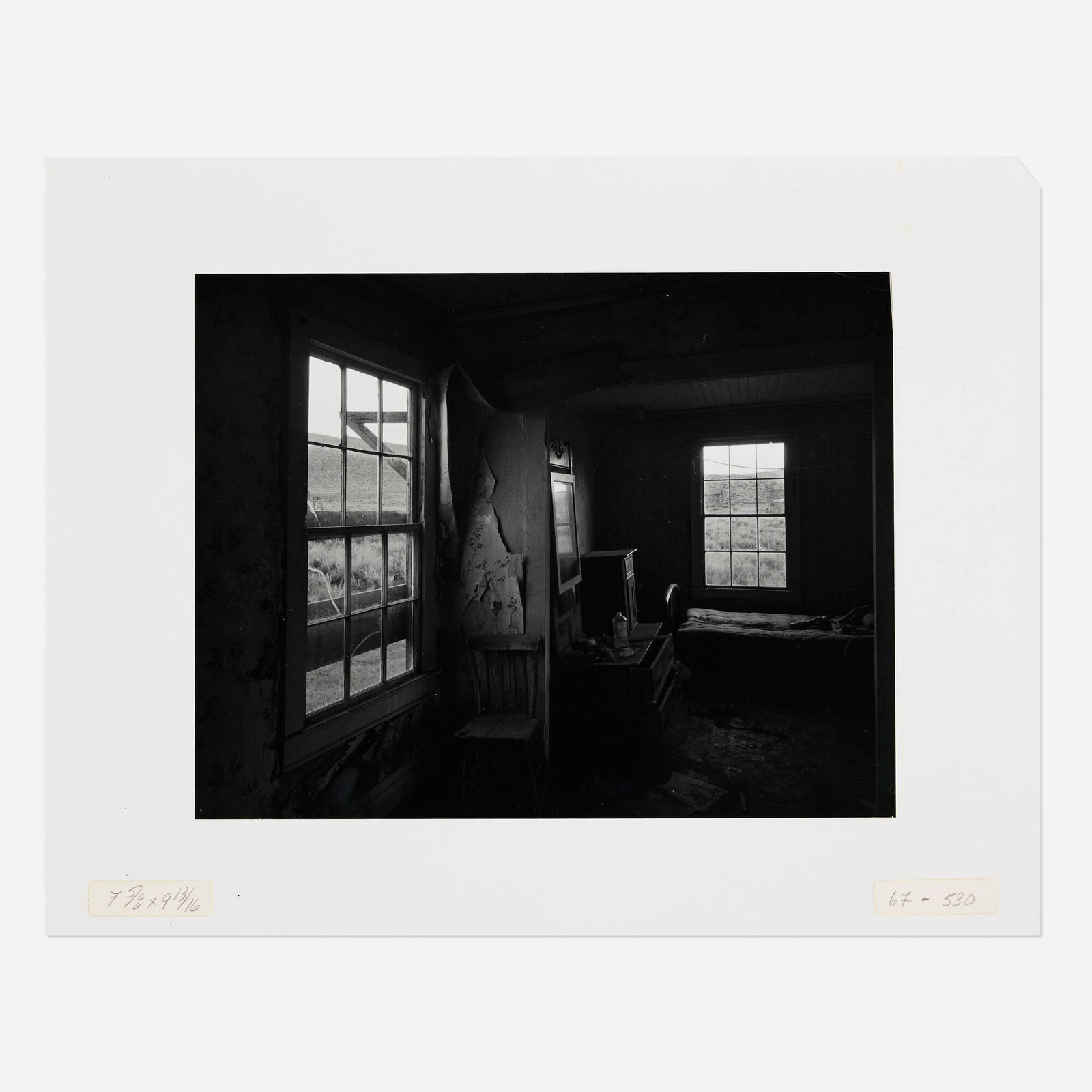 Oliver Gagliani, Abandoned Interior: Oliver Gagliani Abandoned Interior gelatin silver print image: 7.625 h x 9.75 w in (19 x 25 cm) sheet: 11 h x 14 w in (28 x 36 cm) Signed to verso 'Oliver Gagliani'. Stamped to verso &#