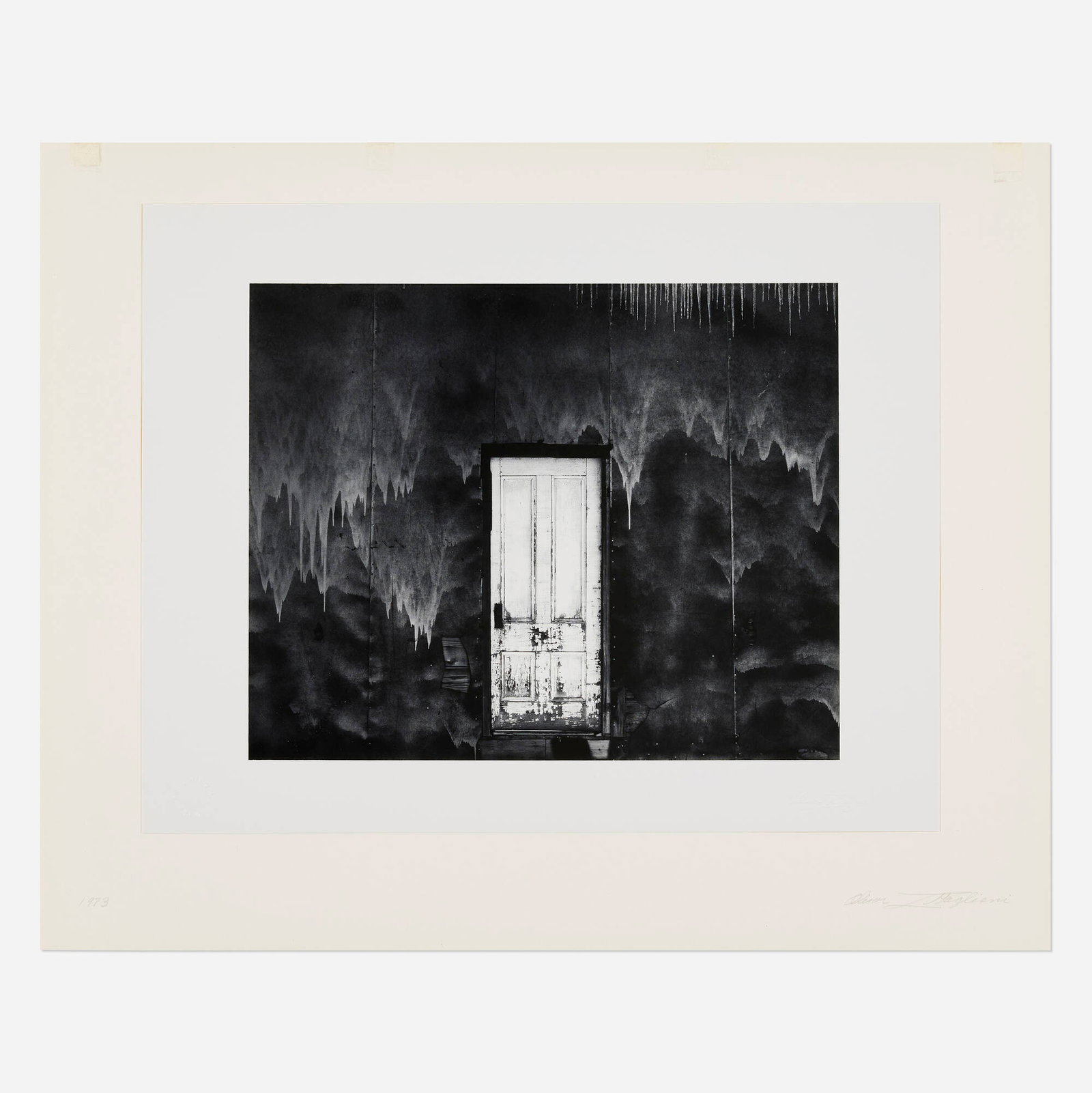 Oliver Gagliani, The White Door: Oliver Gagliani The White Door 1973 vintage gelatin silver print image: 8.125 h x 10.25 w in (21 x 26 cm) sheet: 11 h x 13.75 w in (28 x 35 cm) mount: 14 h x 17.5 w in (36 x 44 cm) Signed