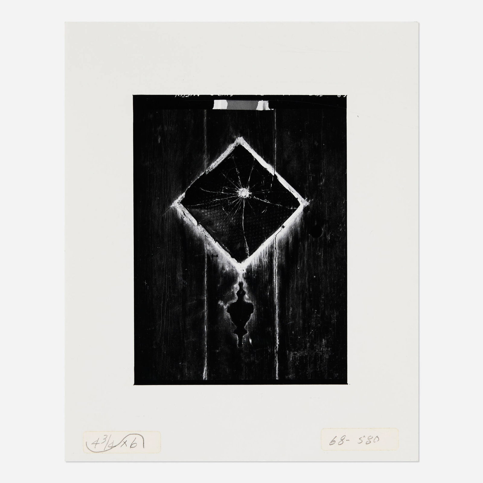 Oliver Gagliani, Untitled (Diamond, Bodega Bay, California): Oliver Gagliani Untitled (Diamond, Bodega Bay, California) 1968 gelatin silver print image: 6.5 h x 4.75 w in (17 x 12 cm) sheet: 10 h x 8 w in (25 x 20 cm) Inscribed to label to lower margi
