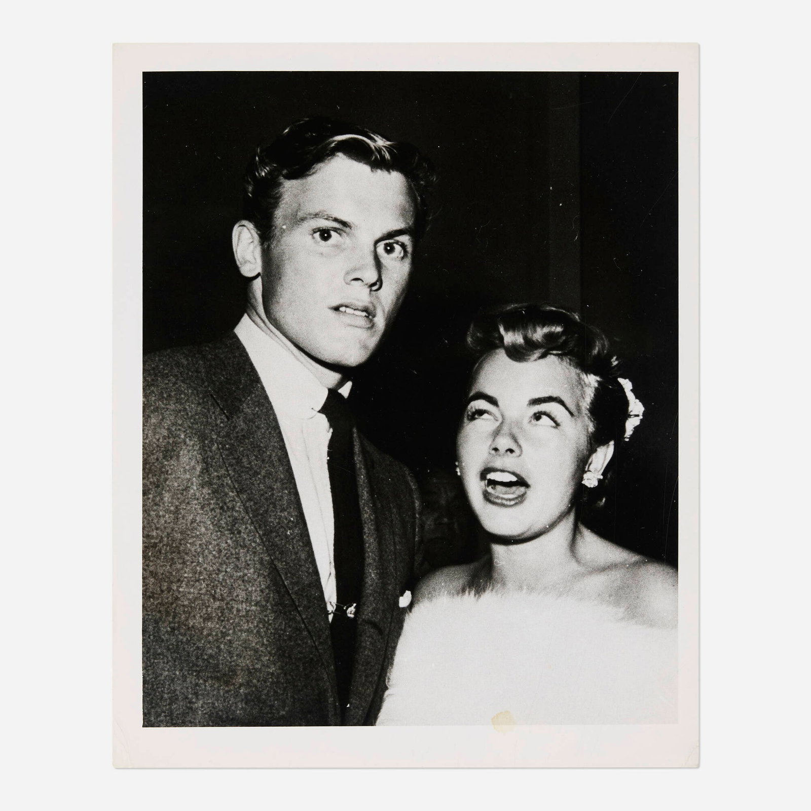 Weegee, Untitled (Tab Hunter and Date): Weegee Untitled (Tab Hunter and Date) 1950 vintage gelatin silver print image: 9 h x 7.375 w in (23 x 19 cm) sheet: 10 h x 8 w in (25 x 20 cm) This work will ship from Los Angeles, California.