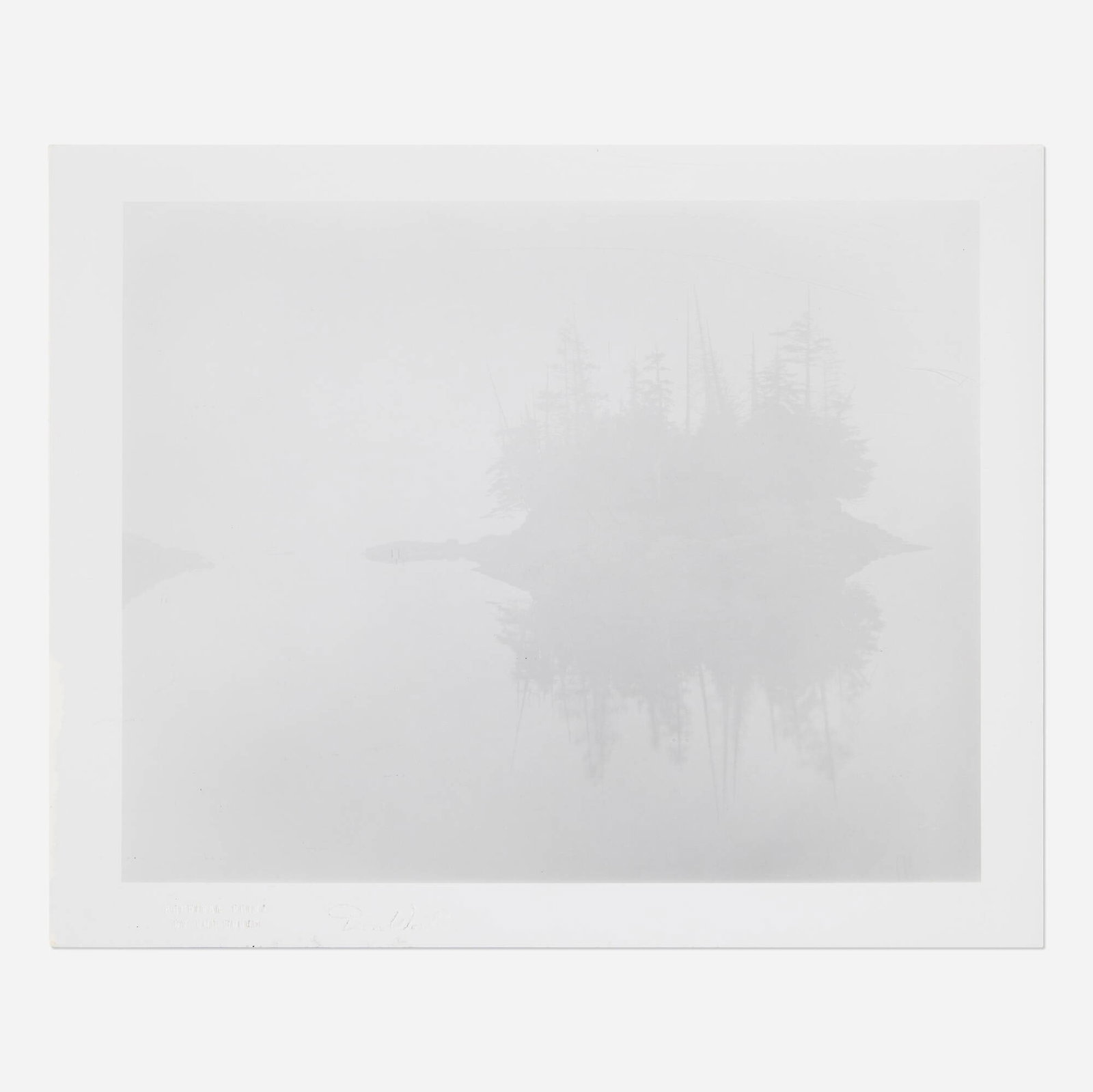 Don Worth, Island In Fog, Prince Rupert, British Columbia: Don Worth Island In Fog, Prince Rupert, British Columbia 1974 / printed 1980 gelatin silver print image: 9.25 h x 11.5 w in (23 x 29 cm) sheet: 11 h x 13.5 w in (28 x 34 cm) Artist's blindstamps
