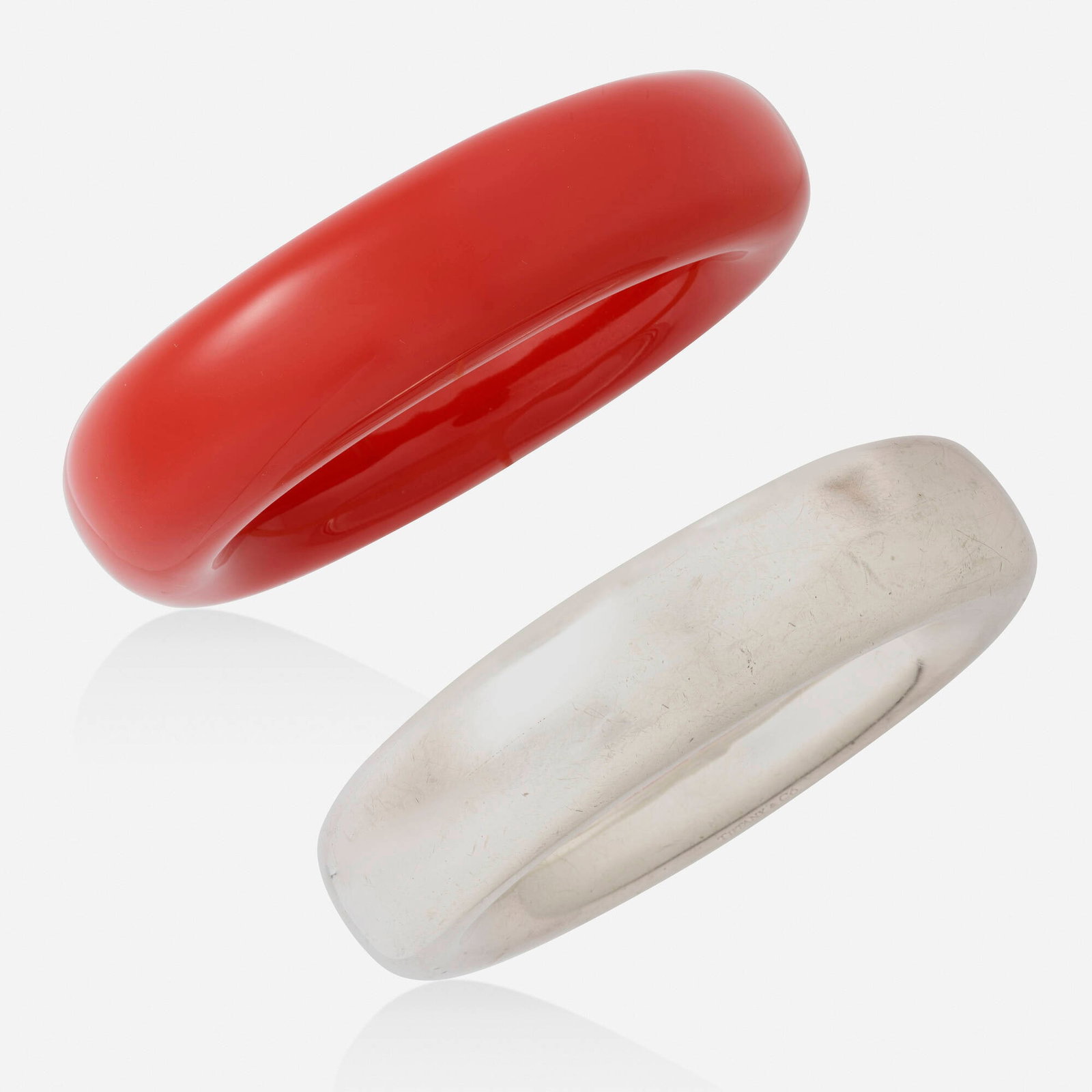 Elsa Peretti for Tiffany & Co., Sterling silver and red lacquer bangle bracelets (1 of 3)