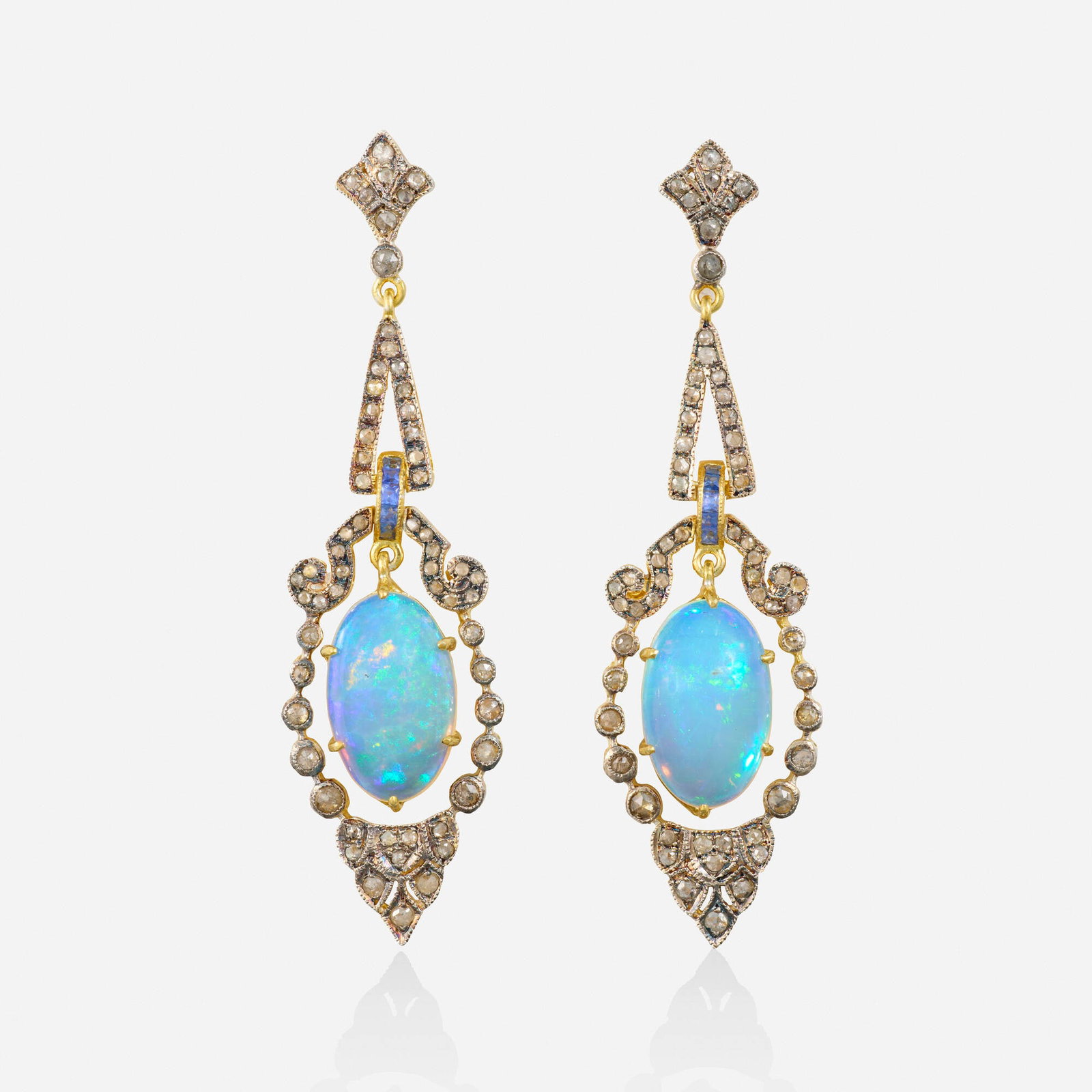 Multi-gem, diamond, and silver gilt earrings (1 of 2)