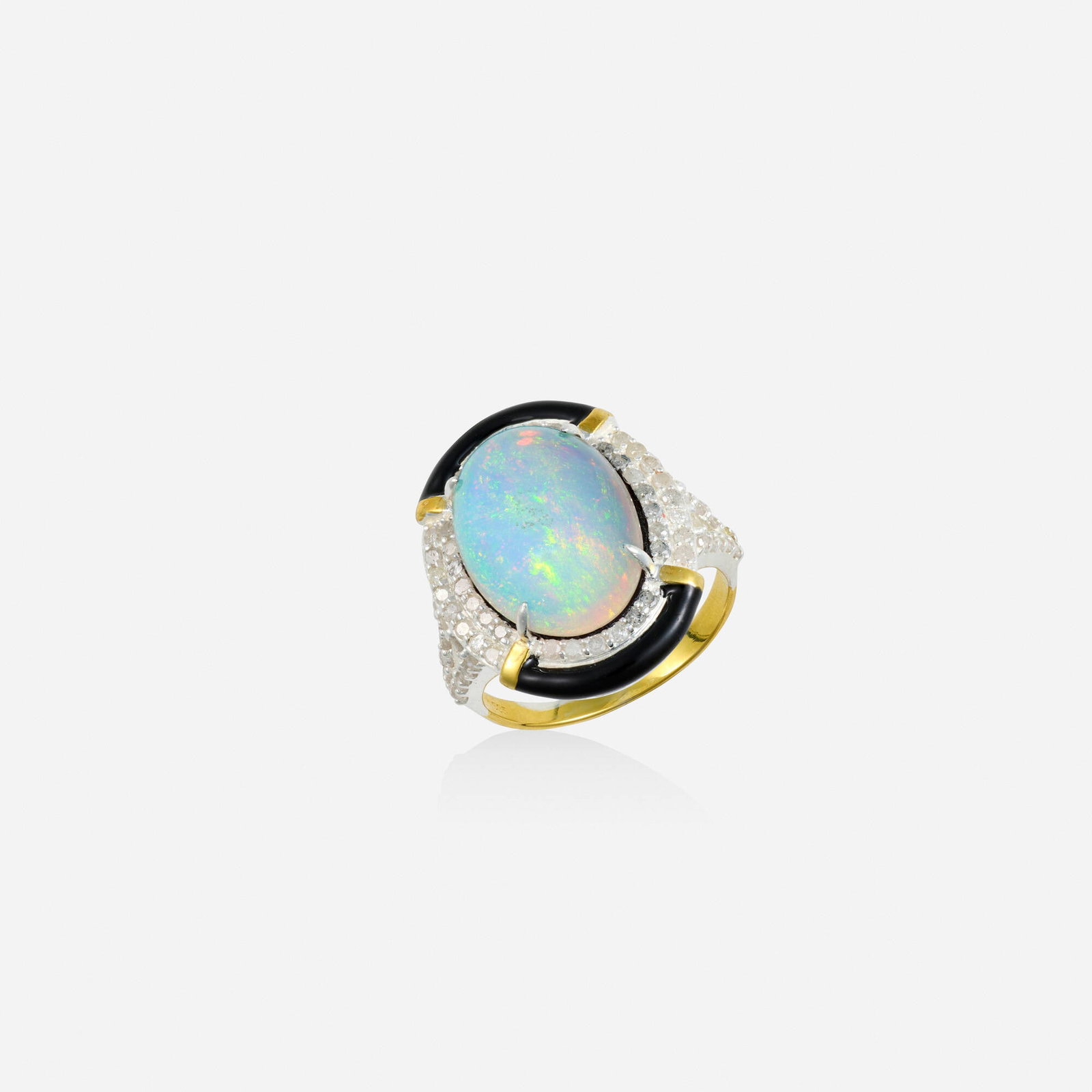 Opal, diamond, and silver gilt ring (1 of 1)