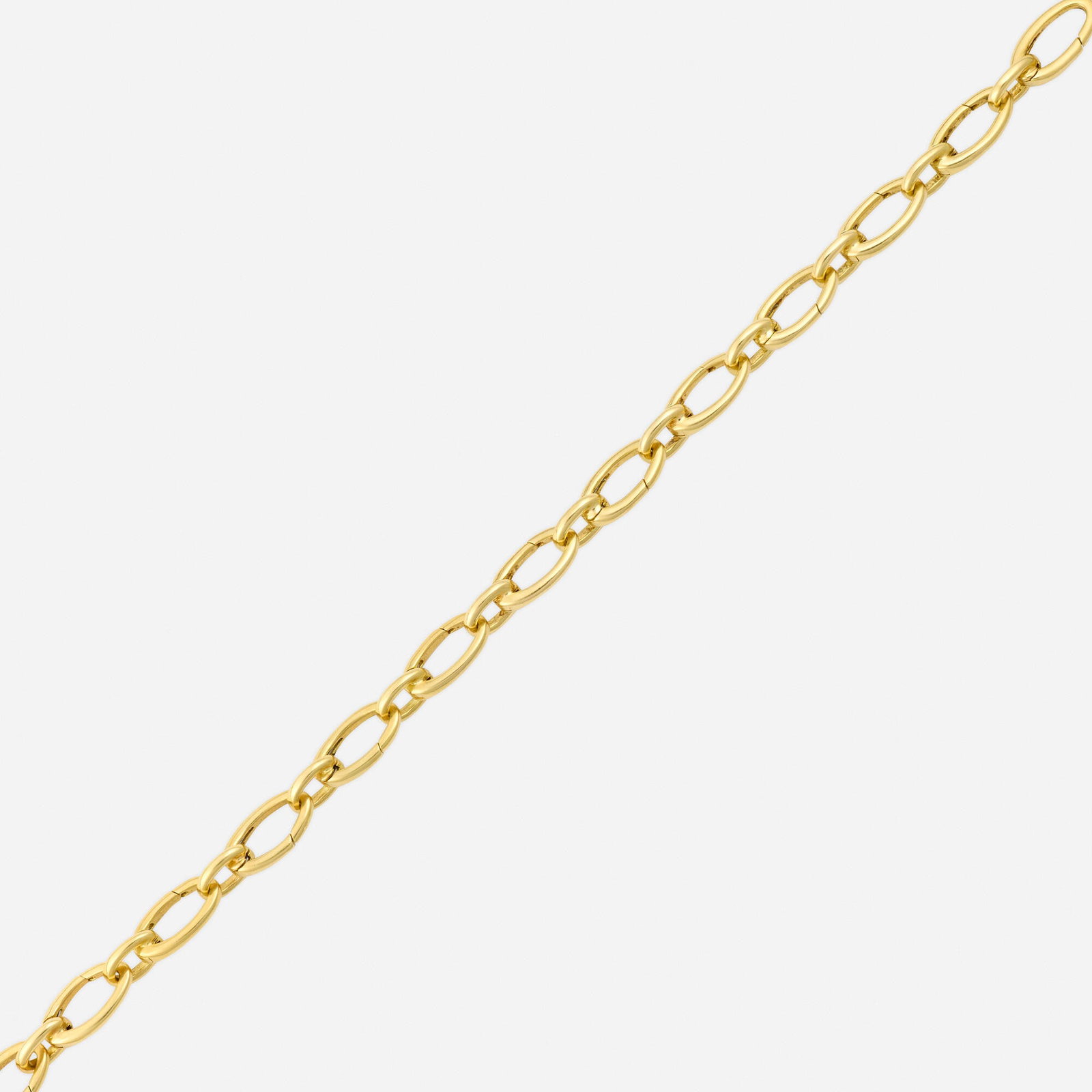 Tiffany & Co., Gold bracelet: Tiffany & Co. Gold bracelet Of oval links 18k yellow gold Signed T&Co. 7.25 x 0.25 in; Gross weight 10.4 dwts Sold with signed pouch This work will ship from Lambertville, N
