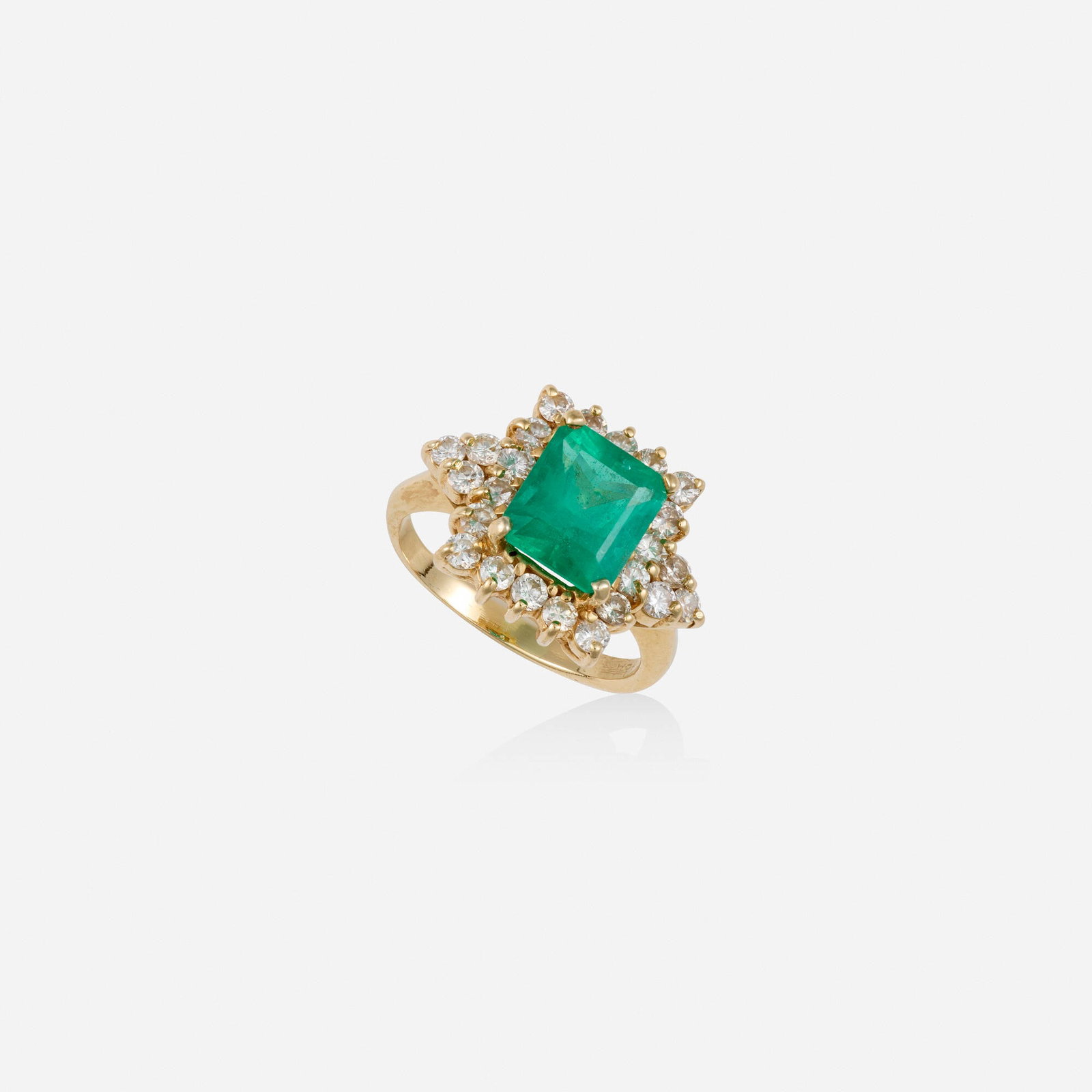 Emerald, diamond, and gold ring (1 of 1)