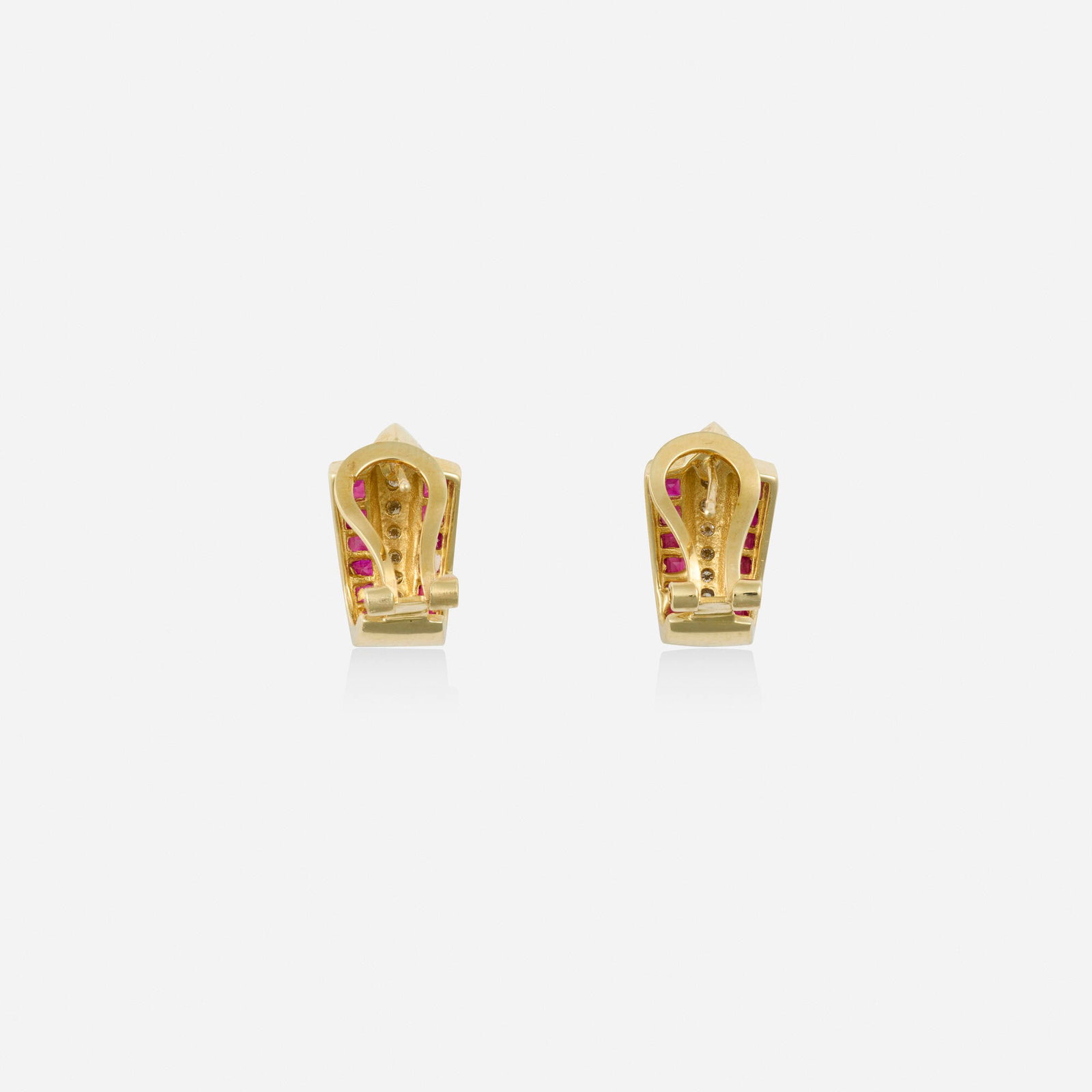 Ruby, diamond, and gold earrings - 2
