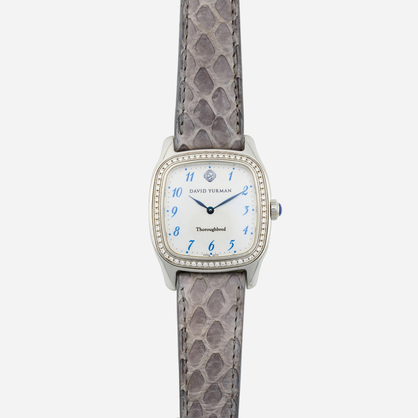 David Yurman, 'Thoroughbred' diamond and steel wristwatch, Ref. T303-SST: David Yurman 'Thoroughbred' diamond and steel wristwatch, Ref. T303-SST With Arabic hours Dial: Silvered Movement: Quartz Case Material: Steel