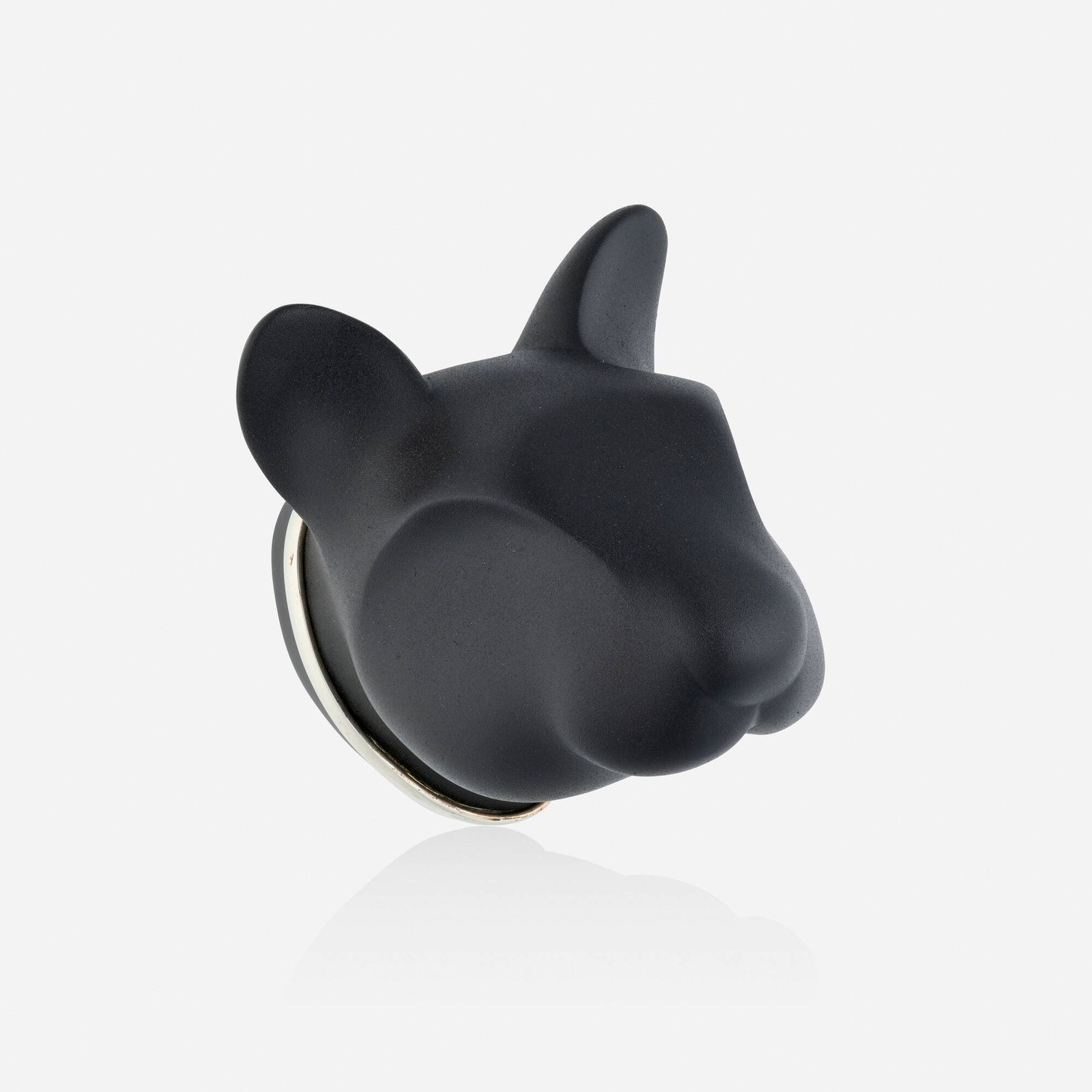 Alexander Blank, 'Ed's Friend' brooch: Alexander Blank 'Ed's Friend' brooch Designed as a hamster's head; 2009-10 Hand-carved low density foam, lacquer, acrylic, silver 2.75 x 3.50 x 3.625 in; Gross weight 45.2 dwts Provenance: