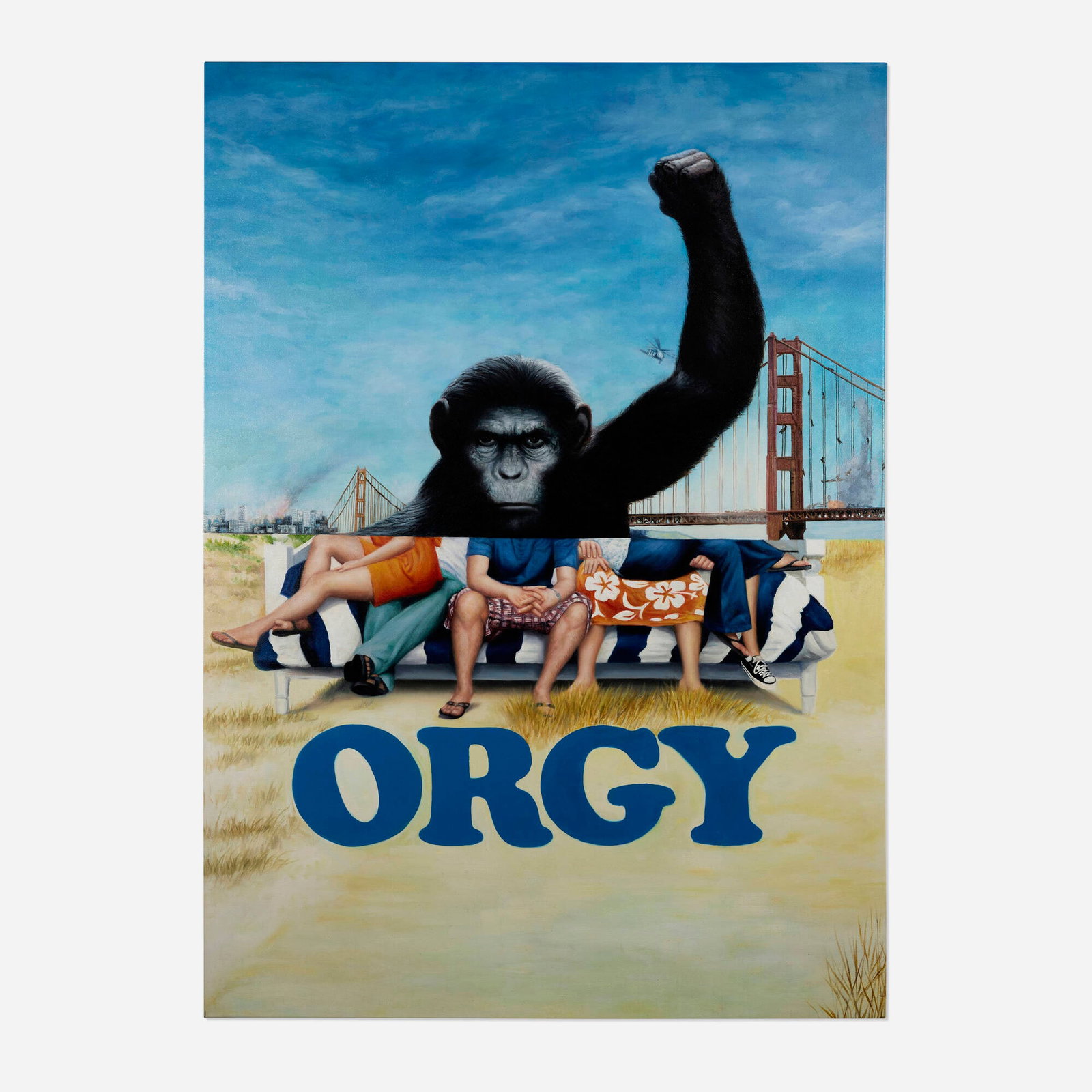 Mike Bouchet, Rise Orgy: Mike Bouchet Rise Orgy 2014 oil on canvas 82.5 h x 59.125 w in (210 x 150 cm) Signed twice, titled twice, and dated to verso 'Rise Orgy 2014 Bouchet Rise Orgy Bouchet'. Provenance: Peres