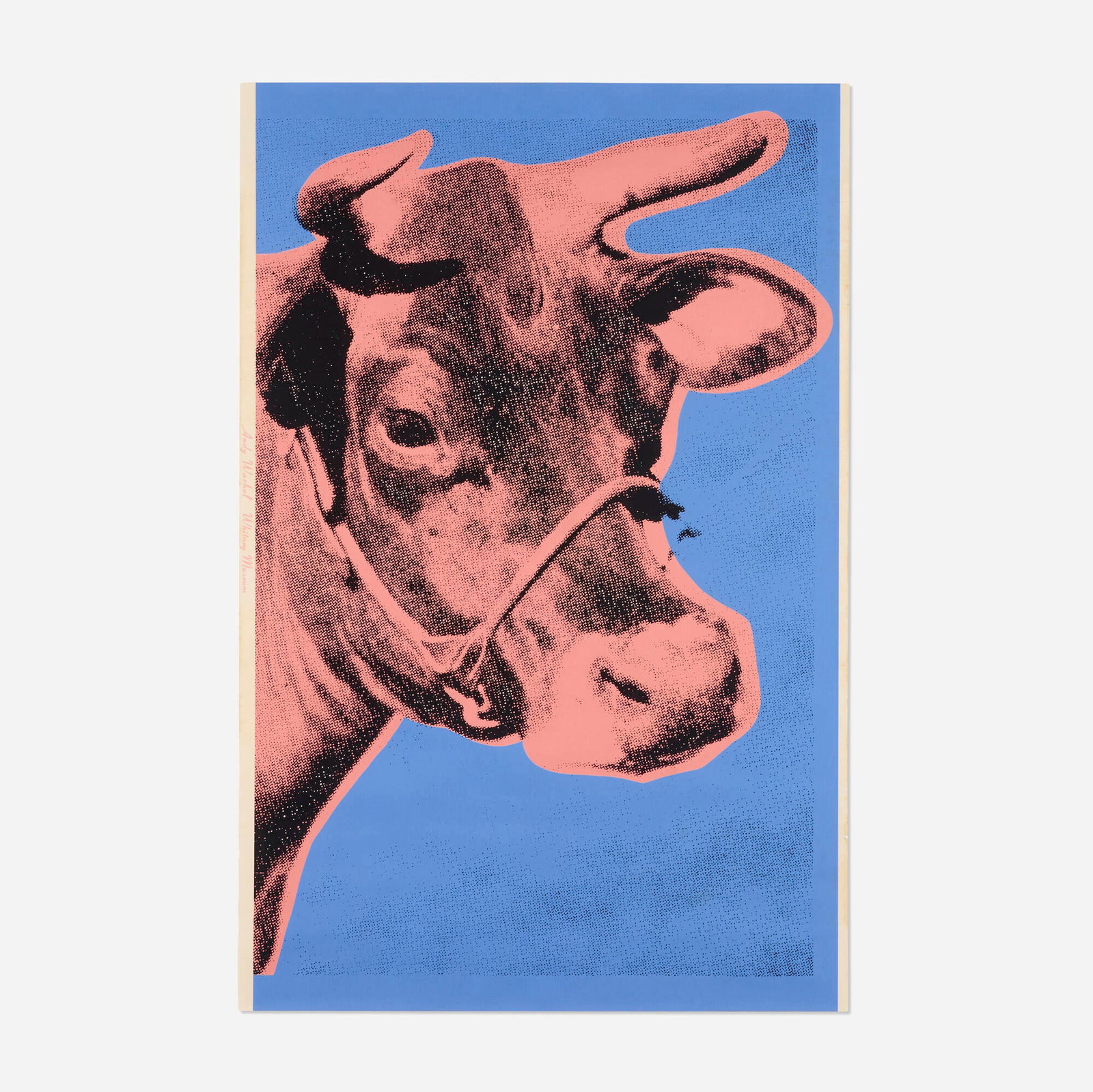 Andy Warhol, Cow: Andy Warhol Cow 1971 screenprint in colors on wallpaper 45.25 h x 29.75 w in (115 x 76 cm) This work is from the unlimited edition printed by Bill Miller's Wallpaper Studio, Inc., New York