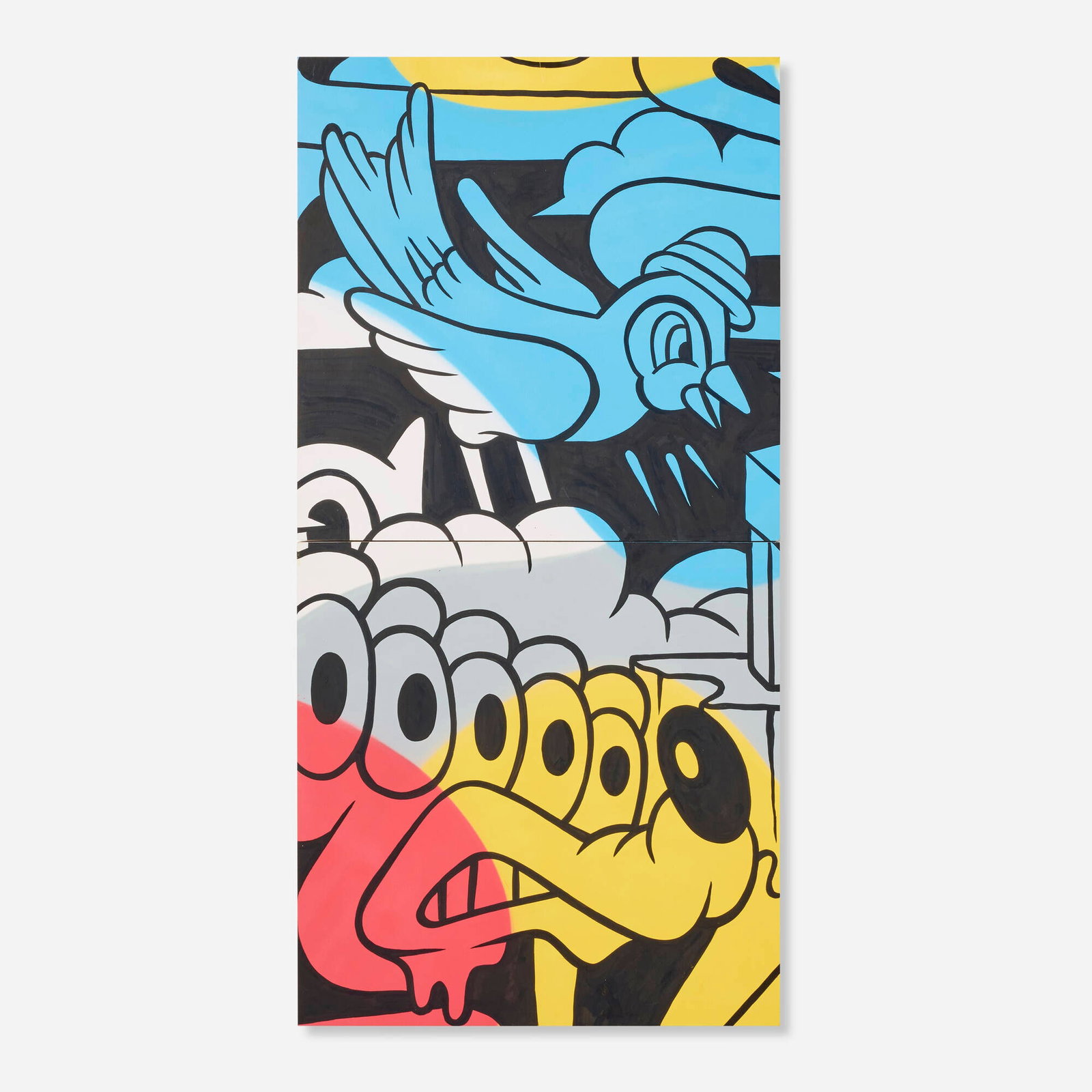 Greg Mike (Gregory Michael Mensching), B2; C2 (two works): Greg Mike (Gregory Michael Mensching) B2; C2 (two works) 2023 acrylic and spray paint on wood each: 24 h x 24 w x 1.5 d in (61 x 61 x 4 cm) Signed, titled, and dated to verso of each work 'C2