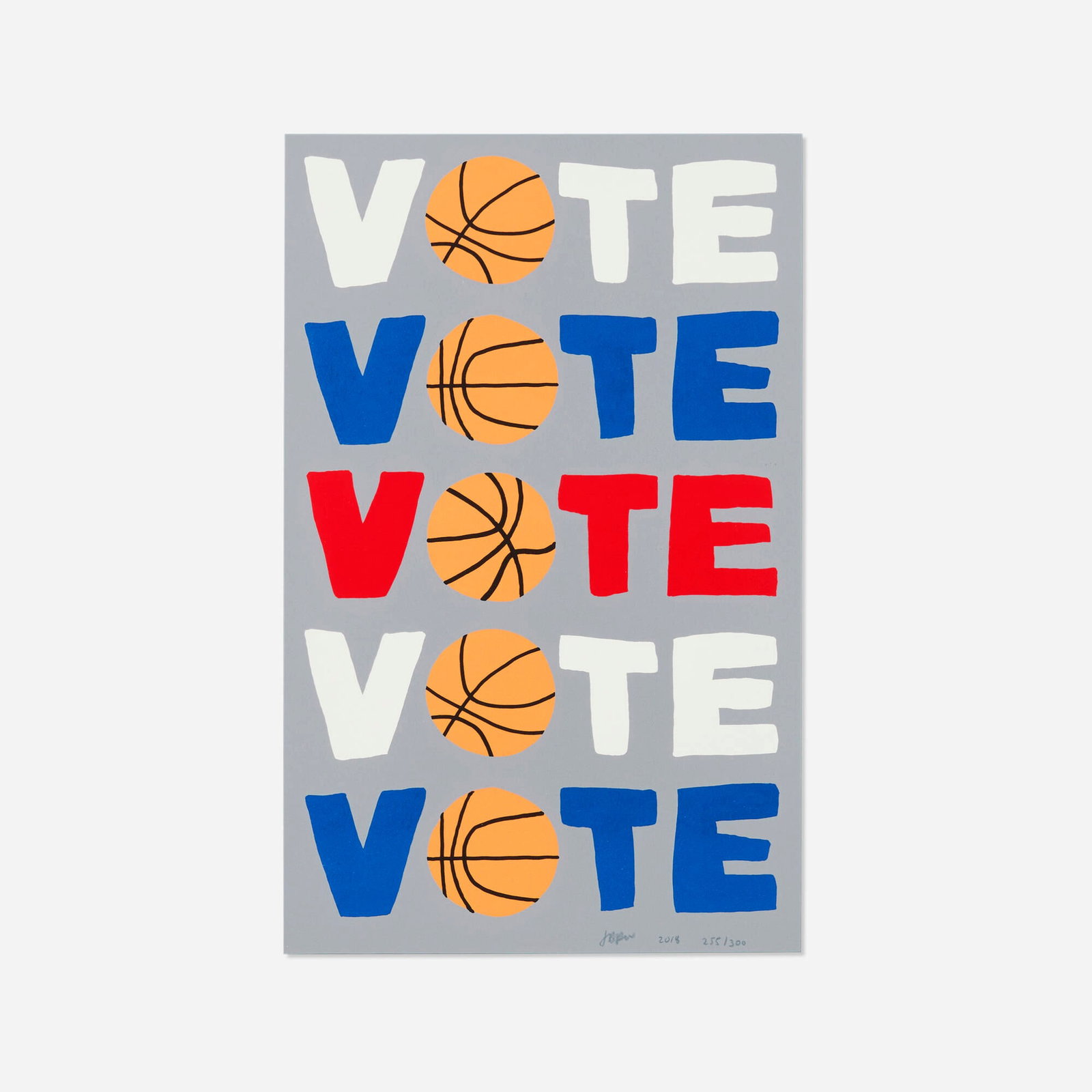 Jonas Wood, VOTE: Jonas Wood VOTE 2018 screenprint in colors on Coventry Rag 15.5 h x 10 w in (39 x 25 cm) Signed, dated, and numbered to lower edge 'JBRW 2018 255/300'. This work is number 255 from the