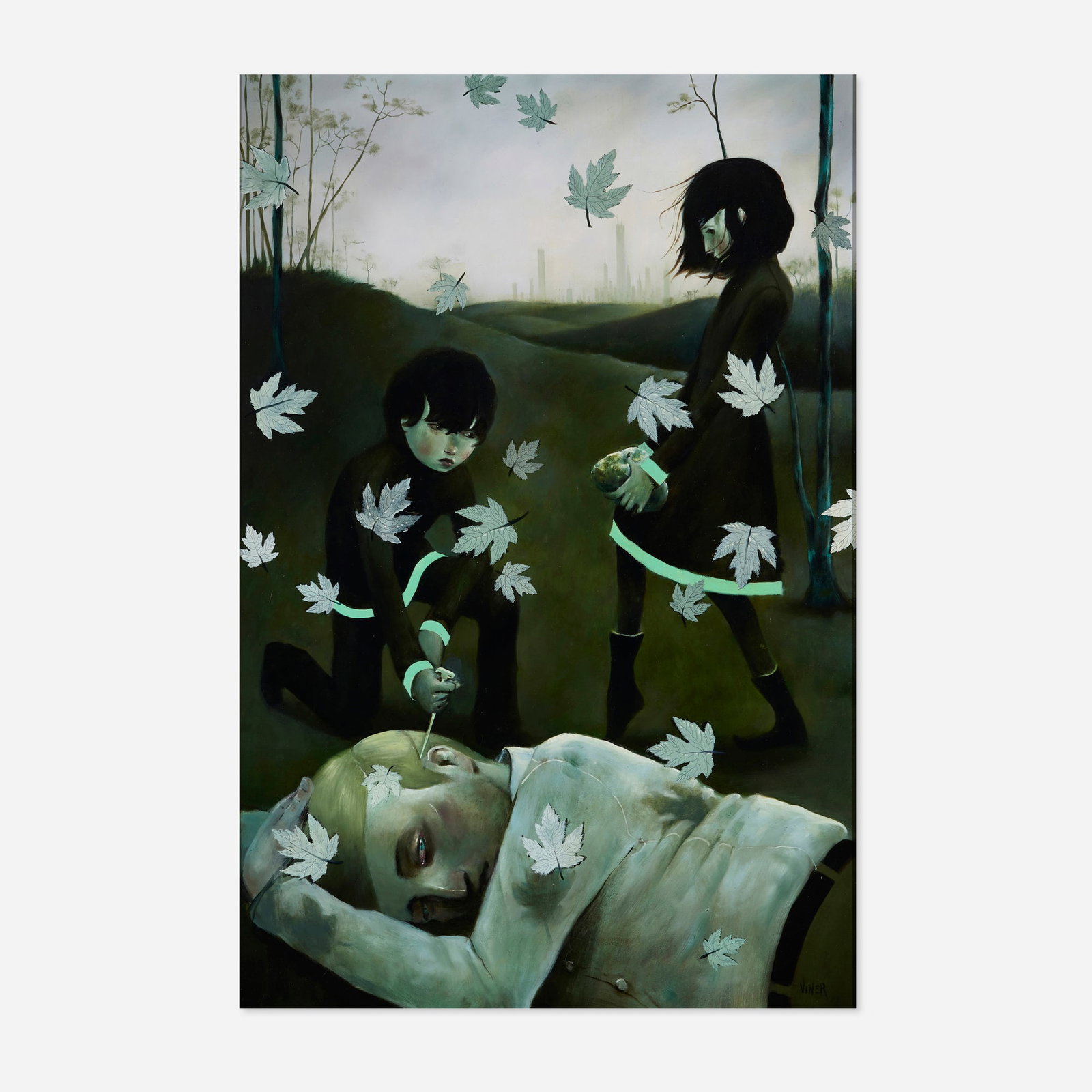 Jonathan Viner, Stay of Execution: Jonathan Viner Stay of Execution 2005 oil on panel 36 h x 24 w in (91 x 61 cm) Signed to lower right 'Viner'. Provenance: Jonathan LeVine Projects, New York |