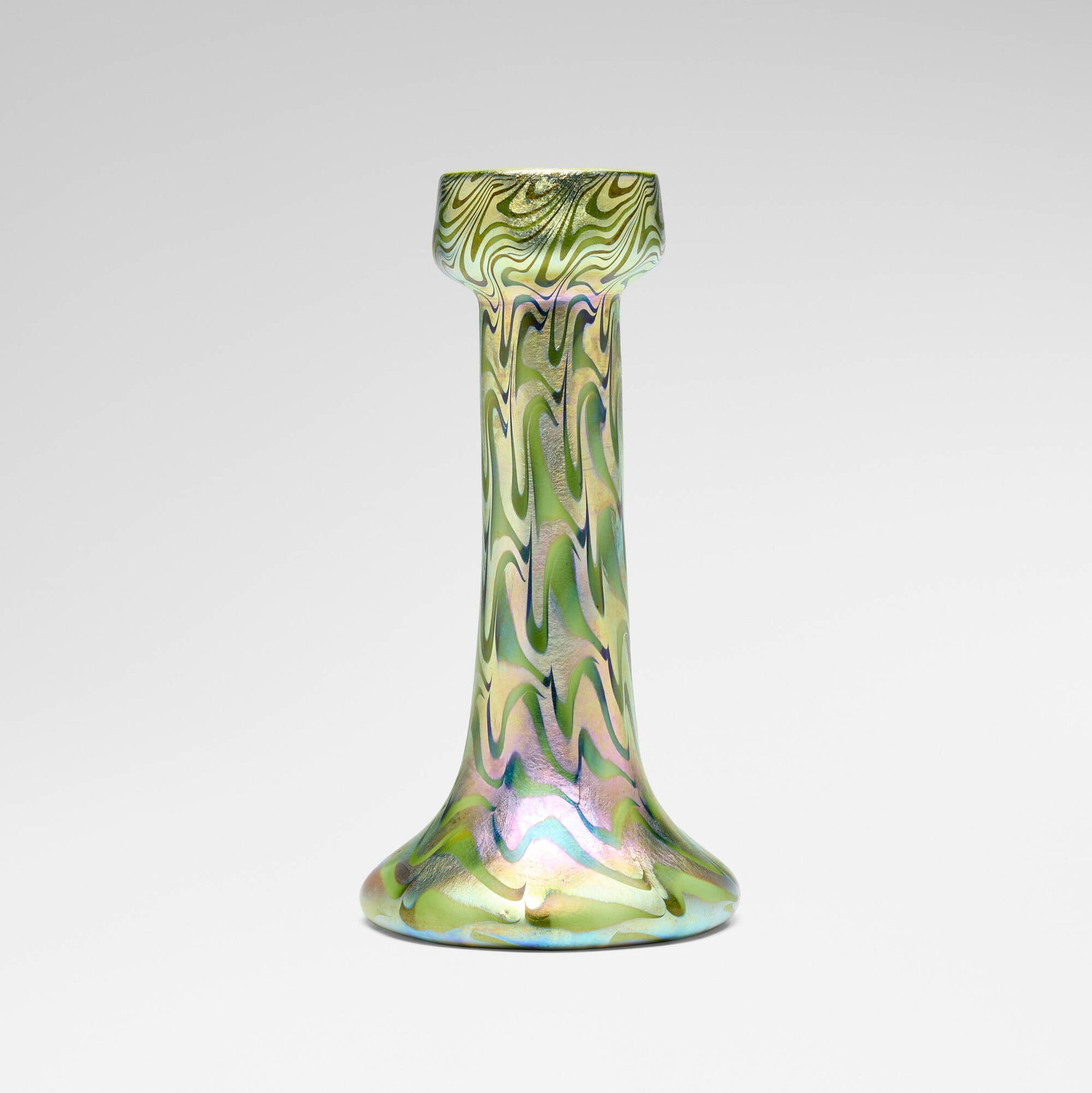 Quezal, attribution, Decorated vase: Quezal, attribution Decorated vase USA, c. 1910 hand-blown glass 9 h x 4.625 dia in (23 x 12 cm) This work will ship from Chicago, Illinois.