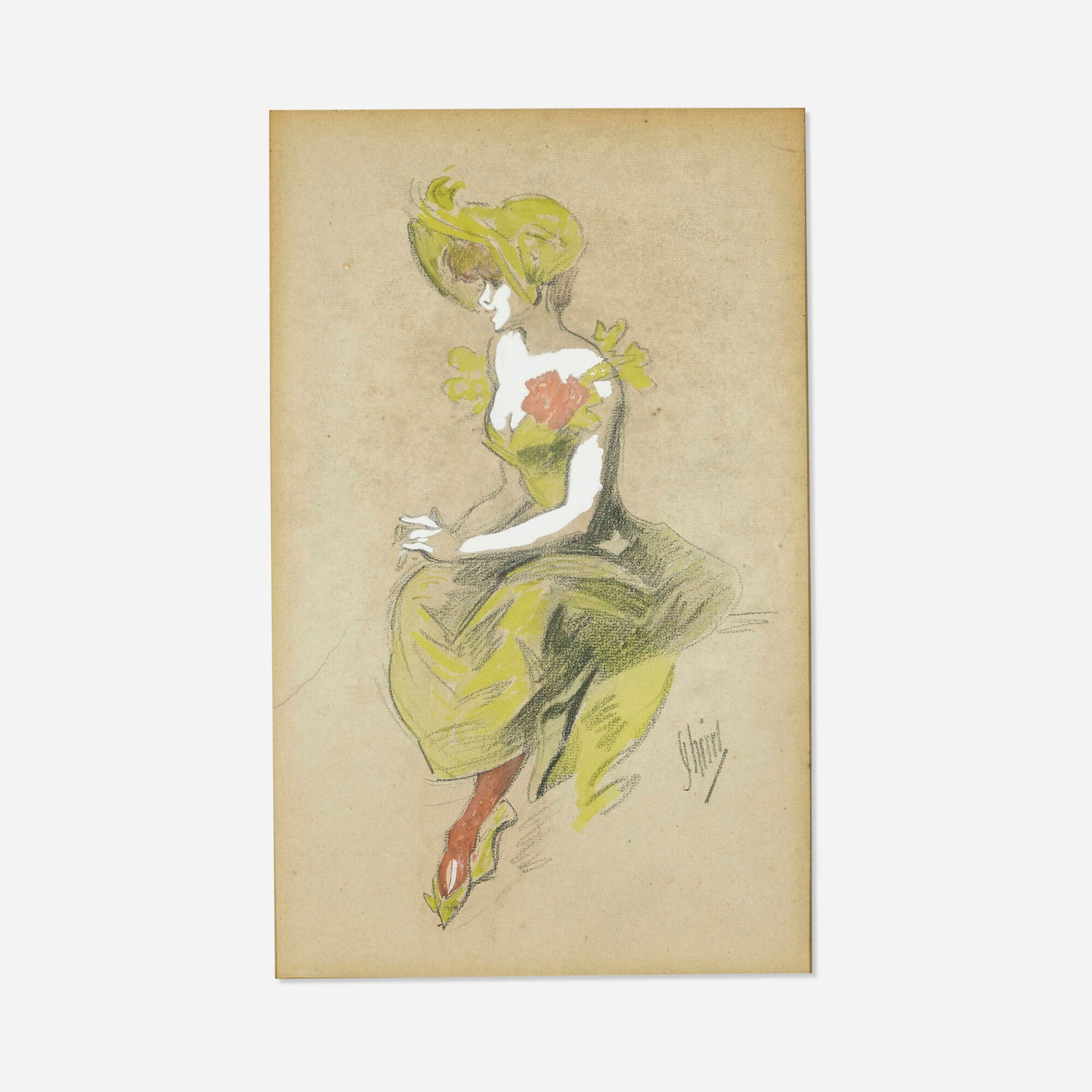 Jules Cheret, Untitled (Figure Study): Jules Cheret Untitled (Figure Study) graphite and gouache on paper sight: 14.5 h x 9 w in (37 x 23 cm) Signed to lower right 'Cheret'. Provenance: Jack Rennert | Ac