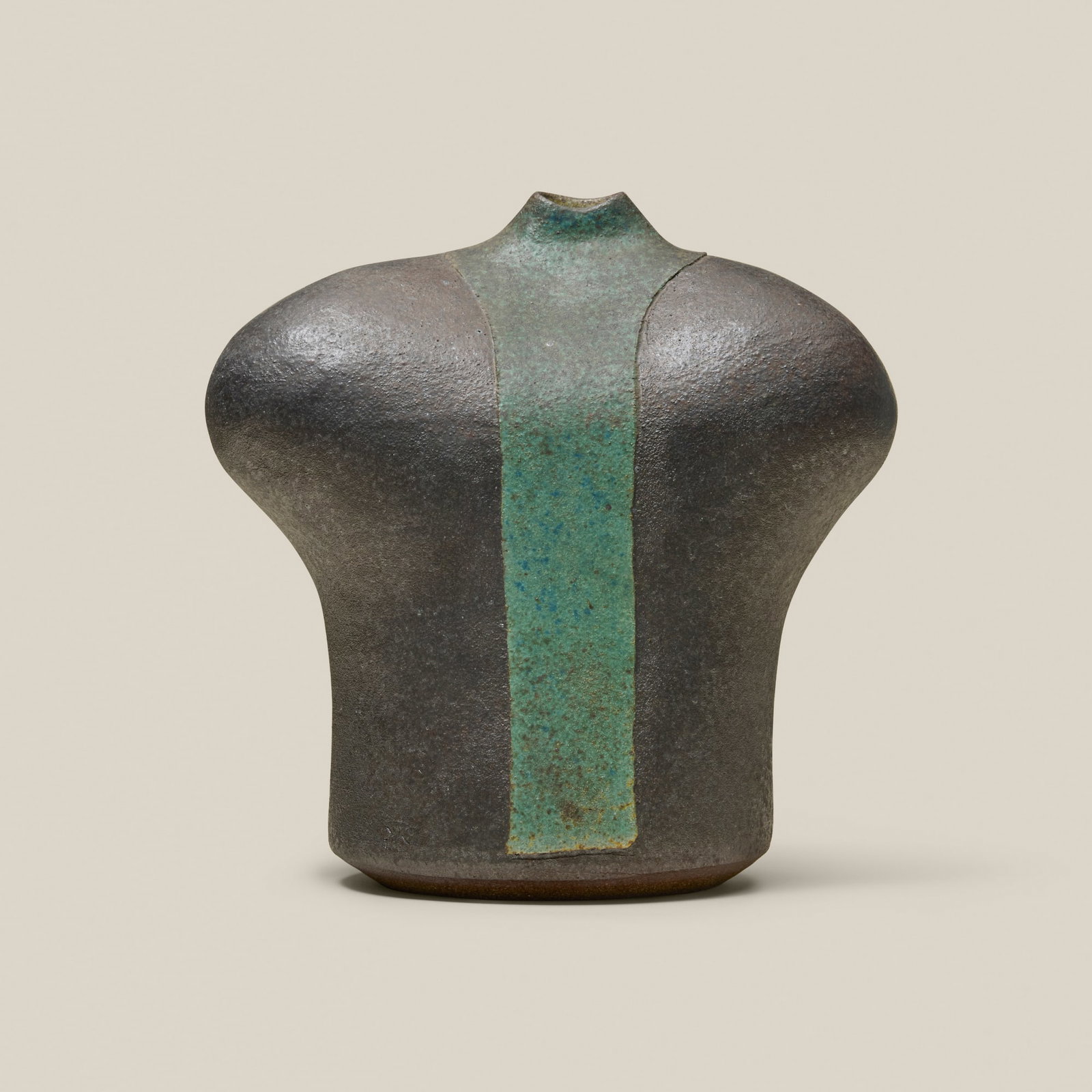 Karen Karnes, Vessel: Karen Karnes Vessel c. 2000 salt-glazed stoneware 10.25 h x 10.125 w x 6.5 d in (26 x 26 x 17 cm) Impressed artist's chop mark to base 'KK'. Provenance: Collection