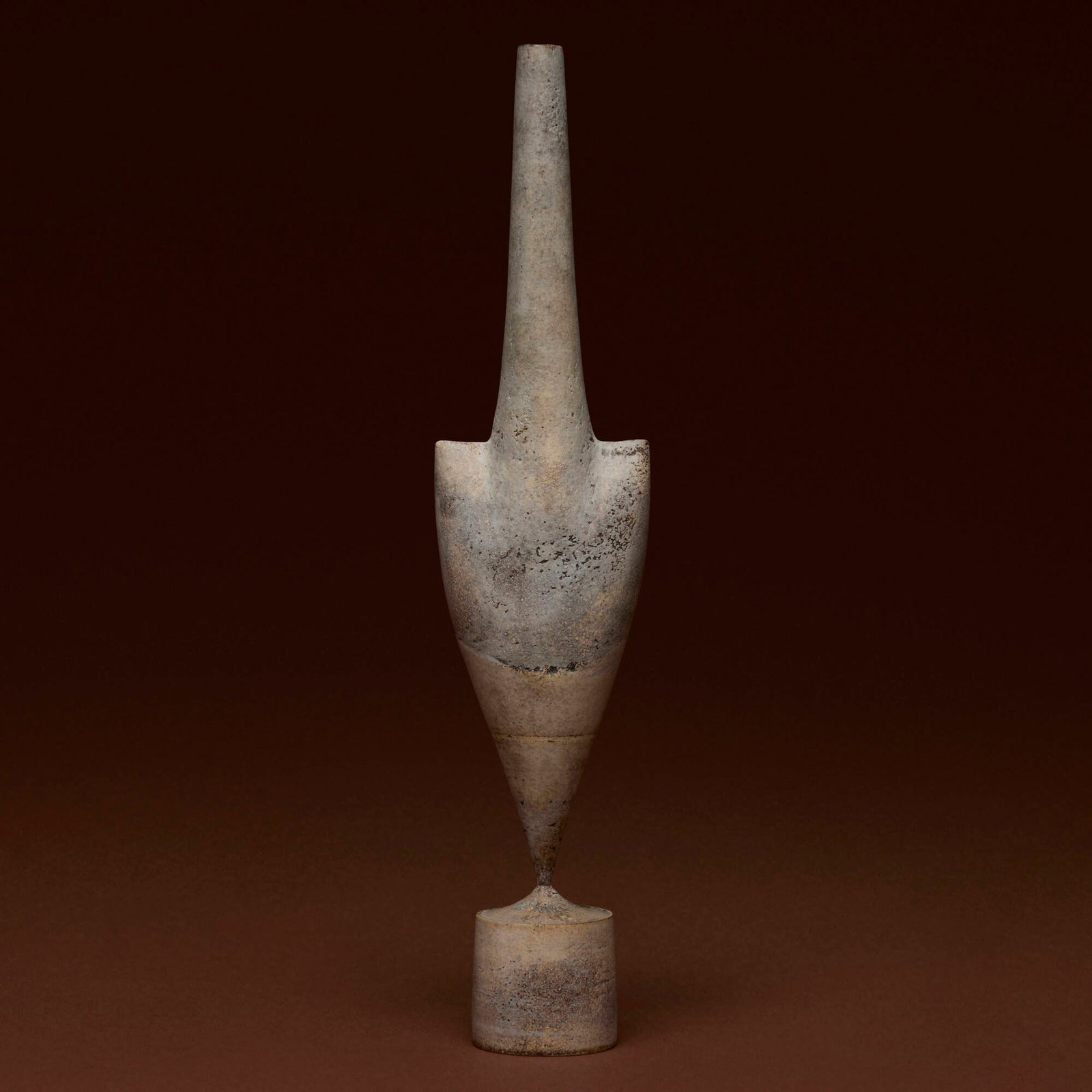 Hans Coper, Cycladic Arrow form from the Cycladic series: Hans Coper Cycladic Arrow form from the Cycladic series c. 1975 stoneware with slips and engobes 12.25 h x 2.75 w x 1.75 d in (31 x 7 x 4 cm) Raised artist's seal to underside 'HC