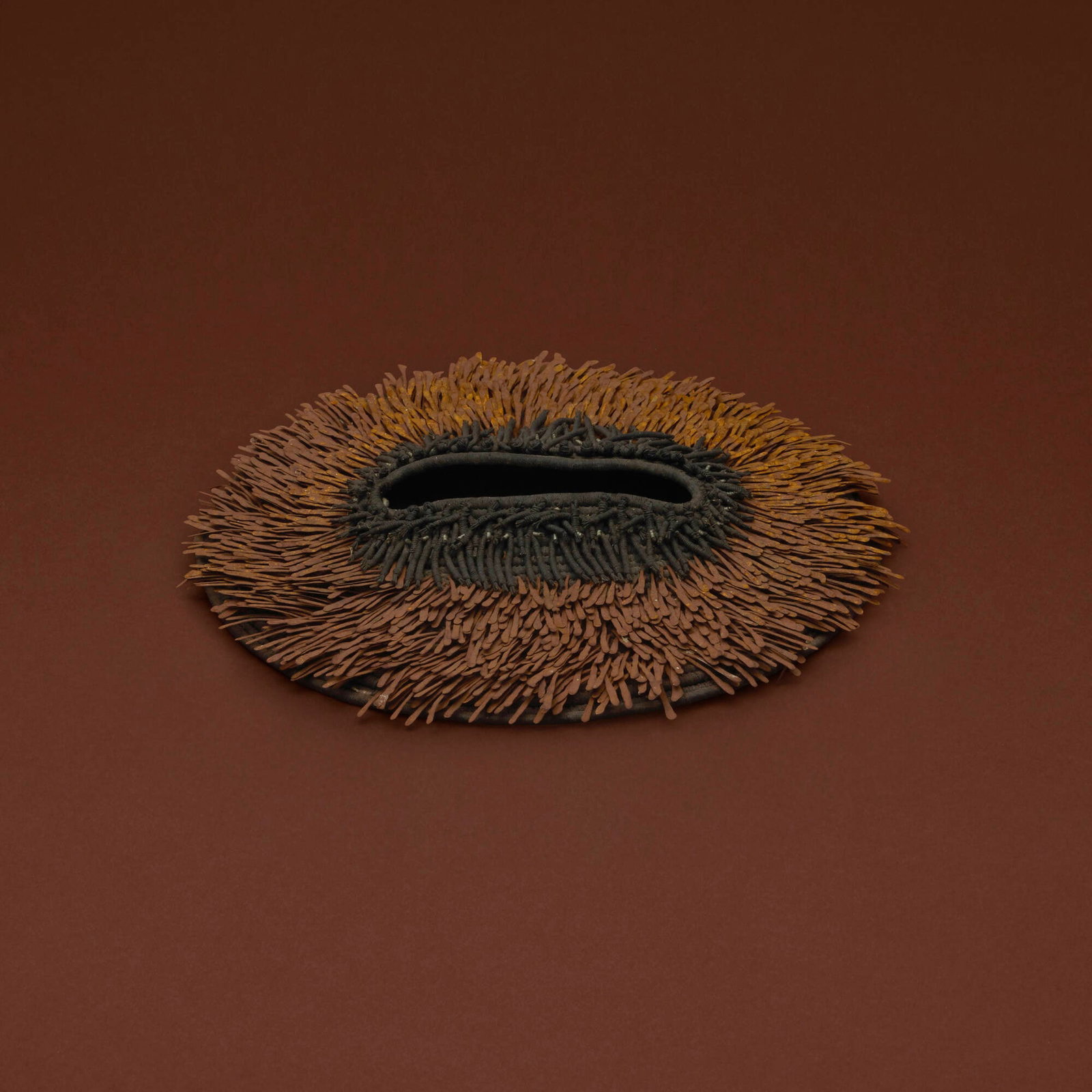 Mary Giles, Untitled: Mary Giles Untitled c. 1990 waxed and dyed linen, steel 2.25 h x 13 dia in (6 x 33 cm) Provenance: Collection of Jack Lenor Larsen This work will ship from