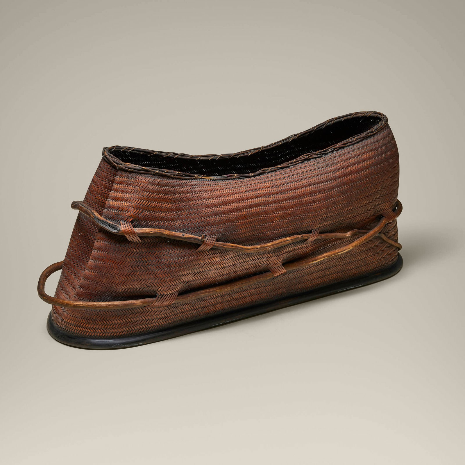 Jiro Yonezawa, Unexplored Regions: Jiro Yonezawa Unexplored Regions 1999 bamboo, cane, cedar root, wood and urushi lacquer 10.625 h x 25 w x 10 d in (27 x 63 x 25 cm) Incised artist's cipher to underside. Pro