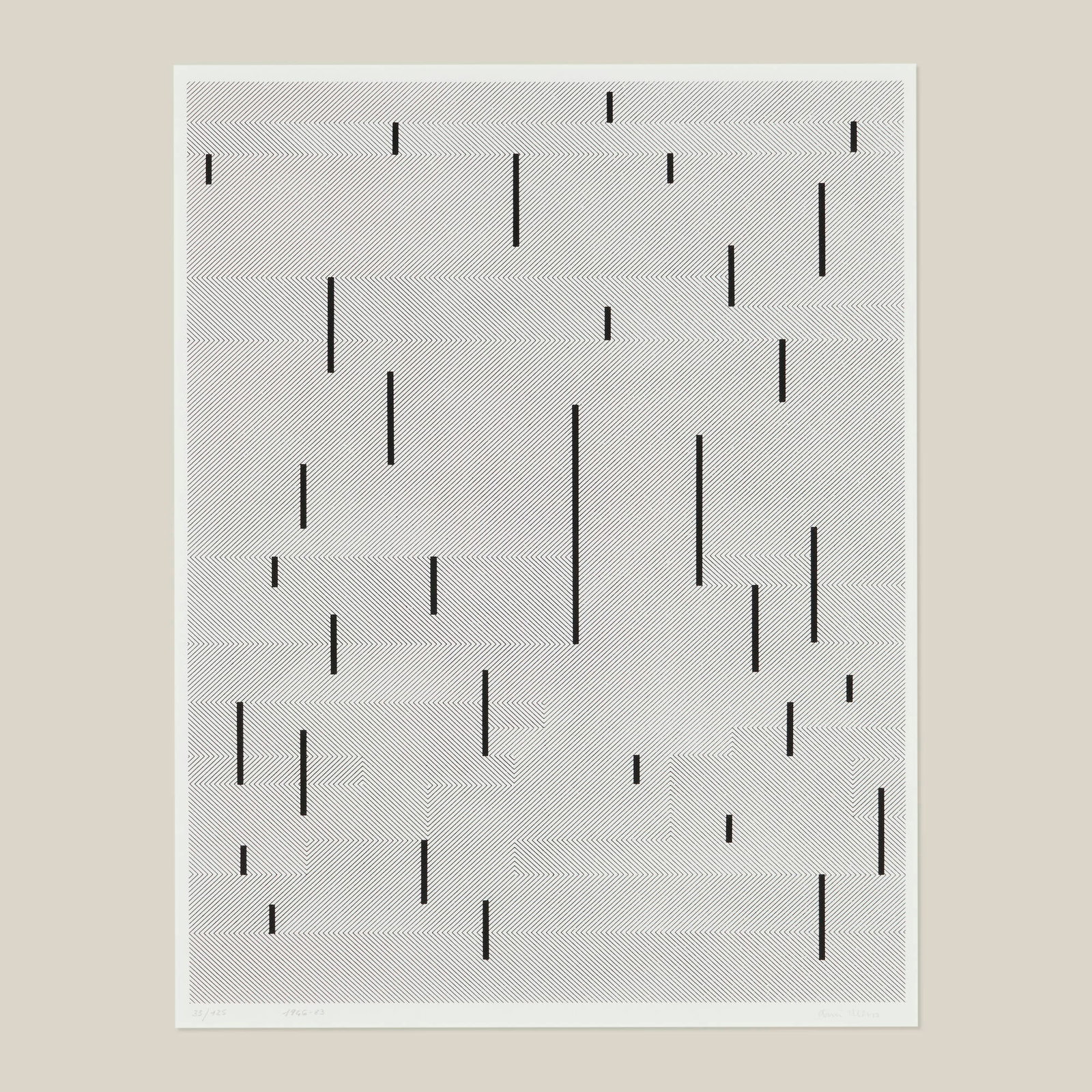 Anni Albers, With Verticals (from the Connections portfolio): Anni Albers With Verticals (from the Connections portfolio) 1966/1983 screenprint image: 19.375 h x 15 w in (49 x 38 cm) sight: 20.375 h x 15.625 w in (52 x 40 cm) Signed, dated, and numbere