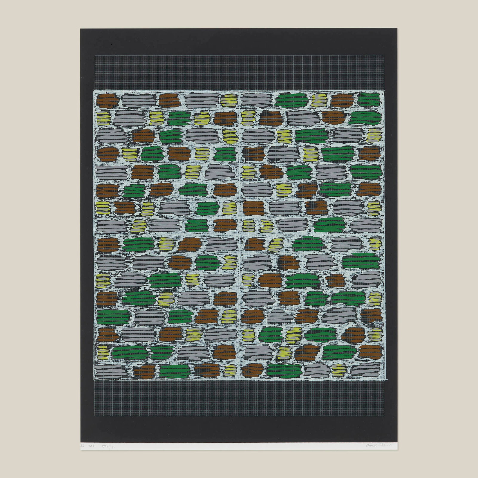 Anni Albers, Study for Hooked Rug (from the Connections portfolio): Anni Albers Study for Hooked Rug (from the Connections portfolio) 1964 / 1983 screenprint in colors image: 23.125 h x 17.5 w in (59 x 44 cm) sight: 23.25 h x 17.5 w in (59 x 44 cm) Signed, t