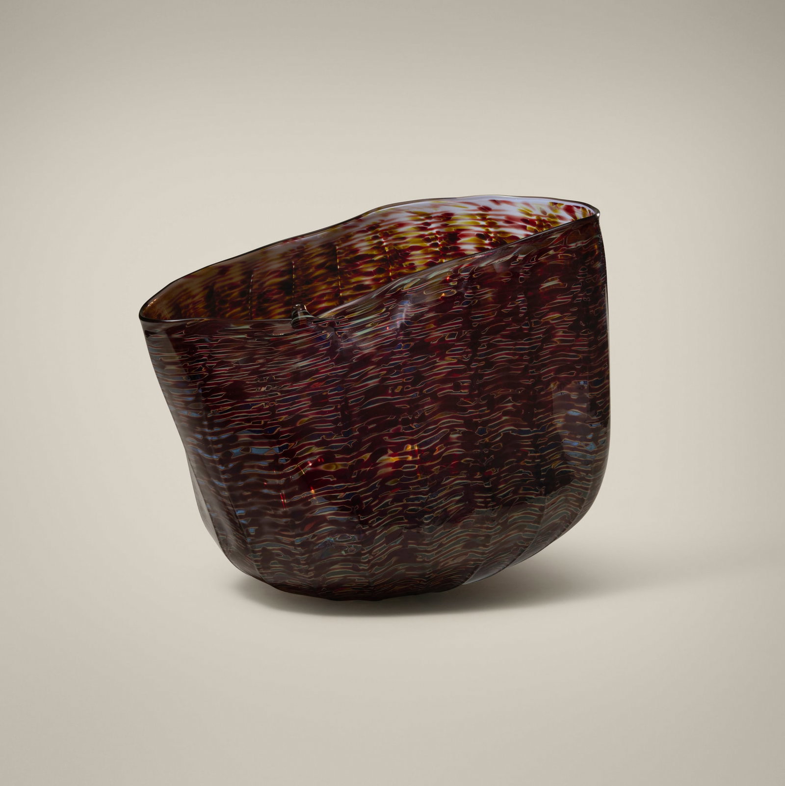 Dale Chihuly, Macchia: Dale Chihuly Macchia 1982 hand-blown glass 8.25 h x 10.75 w x 8.25 d in (21 x 27 x 21 cm) Etched signature and date to underside 'Chihuly 1982'. Provenance: Collection of Jack Lenor Larsen