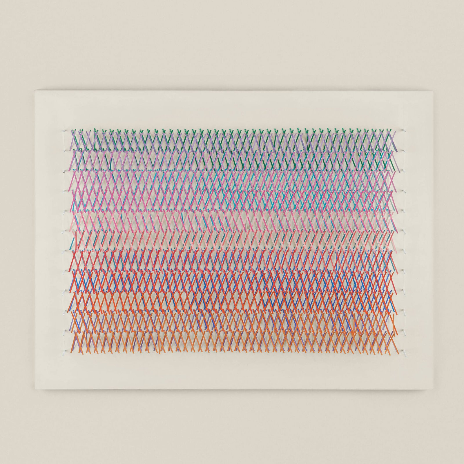 Irving Harper, Untitled: Irving Harper Untitled paper, nails and string construction on artist's board in artist-made Plexiglas shadow box image/construction: 39.875 h x 29.875 w x 3.25 d in (101 x 76 x 8 cm) Provenance: