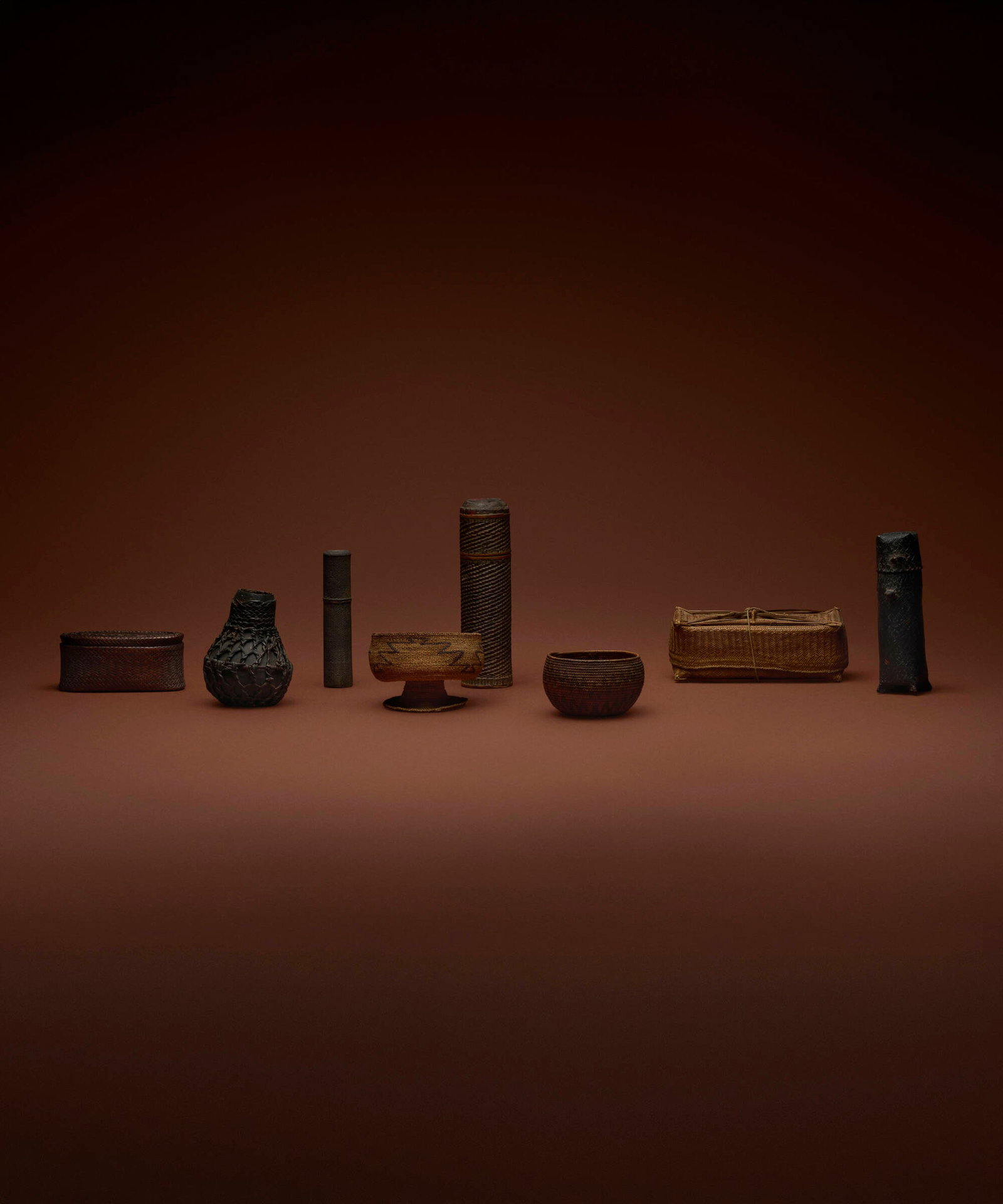 Asian and Native American, Collection of eight baskets and containers (1 of 5)