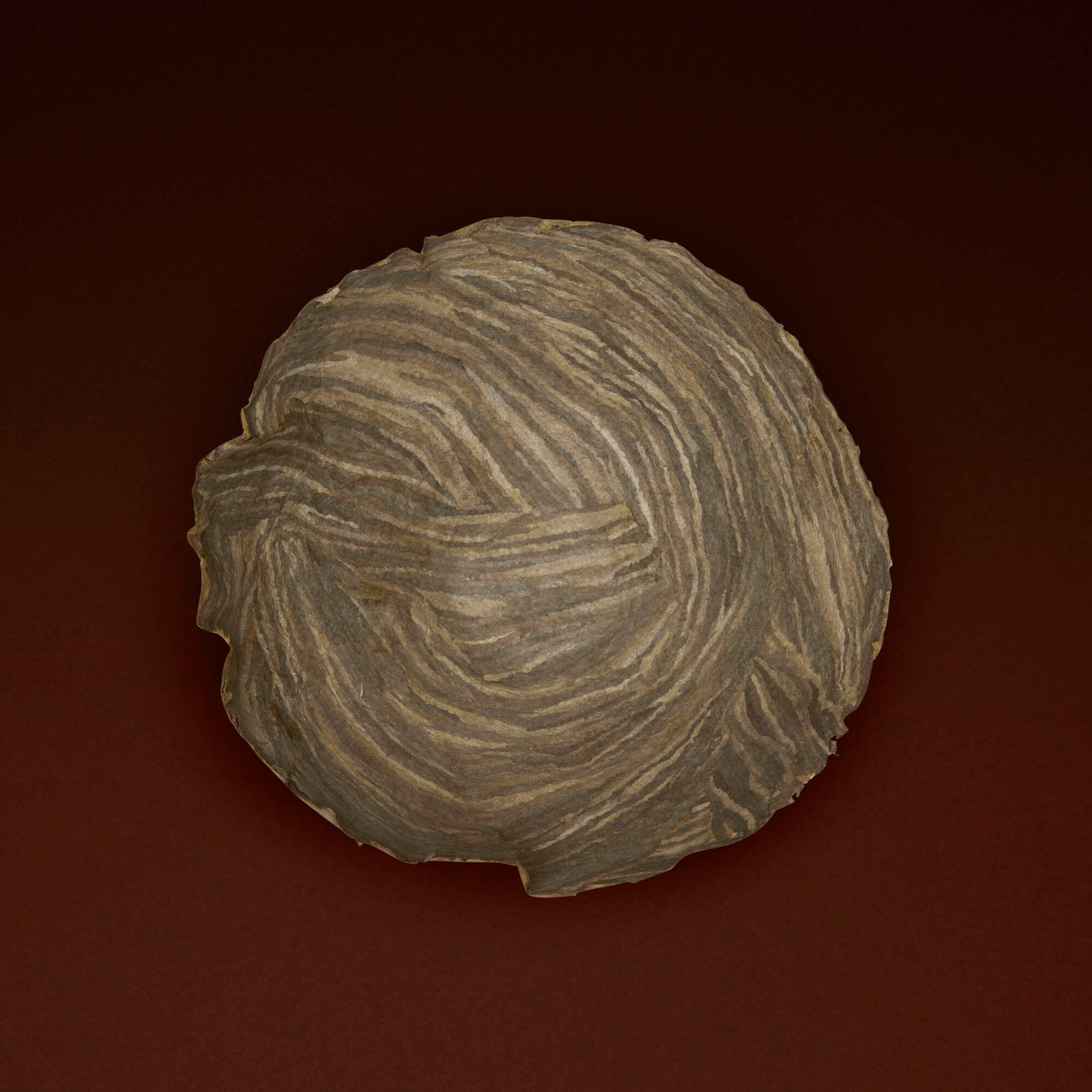 Kay Sekimachi, Hornet's Nest Bowl: Kay Sekimachi Hornet's Nest Bowl hornet's nest, kozo paper 3.75 h x 7.5 dia in (10 x 19 cm) Stamped artist's mark to underside. Provenance: Collection of Jack Lenor Larsen This work will ship