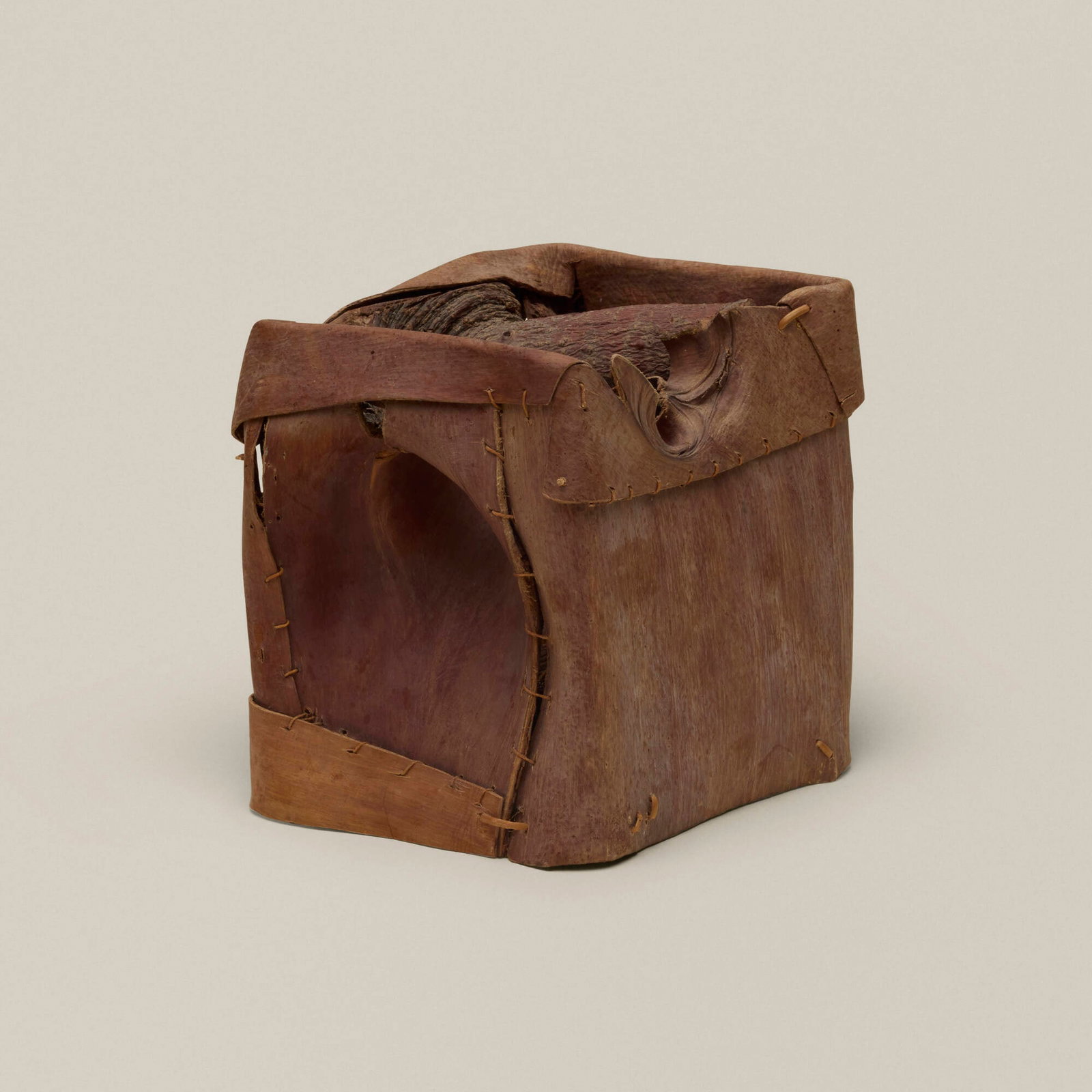 Dorothy Gill Barnes, Outside In: Dorothy Gill Barnes Outside In 2002 bark, rattan 7.25 h x 7.75 w x 6.25 d in (18 x 20 x 16 cm) Signed and dated to underside 'Dorothy Gill Barnes '02'. Provenance: