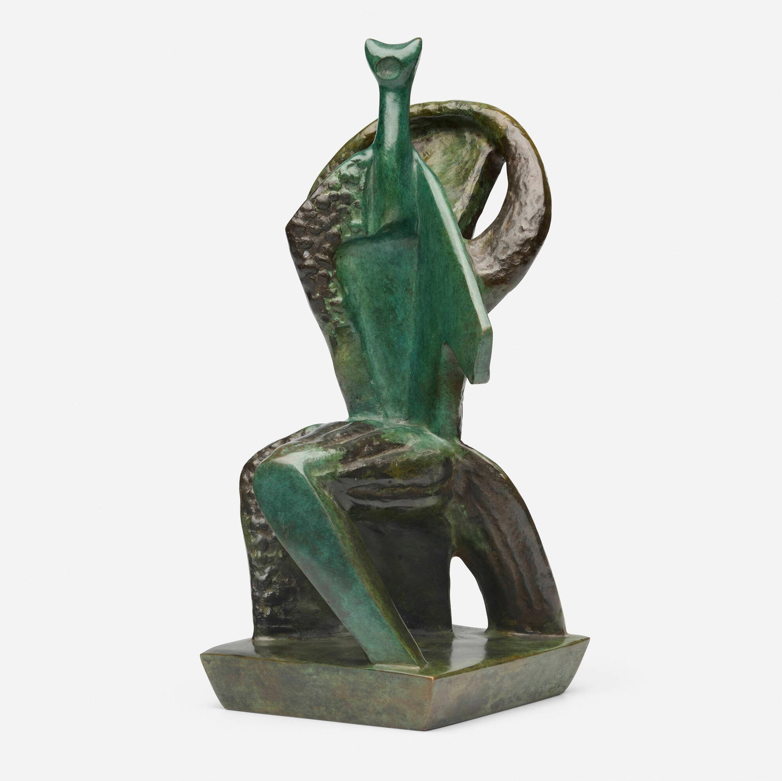 Alexander Archipenko, Seated Woman: Alexander Archipenko Seated Woman 1963 / 1970 bronze 11.75 h x 5.75 w x 5.5 d in (30 x 15 x 14 cm) Impressed signature, date, and number to lower edge verso 'Archipenko 11/12F 63'. This work is