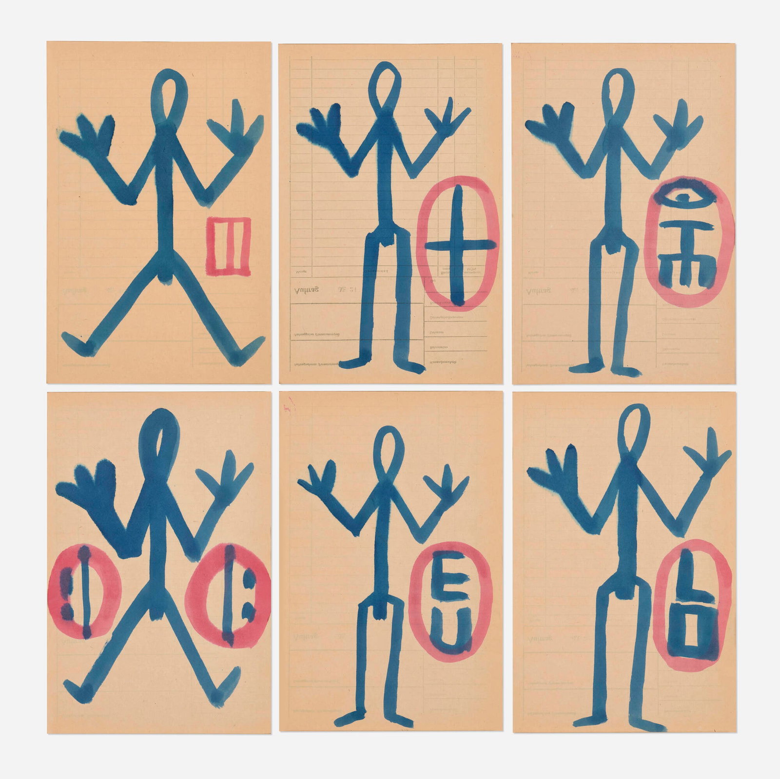 A.R. Penck, Six works from Training fur den 6.ten StandART (1 of 3)