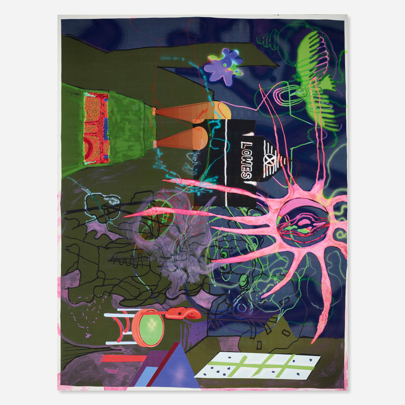 Michael Williams, Pygmy Twylyte: Michael Williams Pygmy Twylyte 2014 inkjet, airbrush and oil on canvas 102 h x 79 w x 1.5 d in (259 x 201 x 4 cm) Signed and titled to verso 'Pygmy Twylyte MW'. Provenance: Michael Werner Gallery,