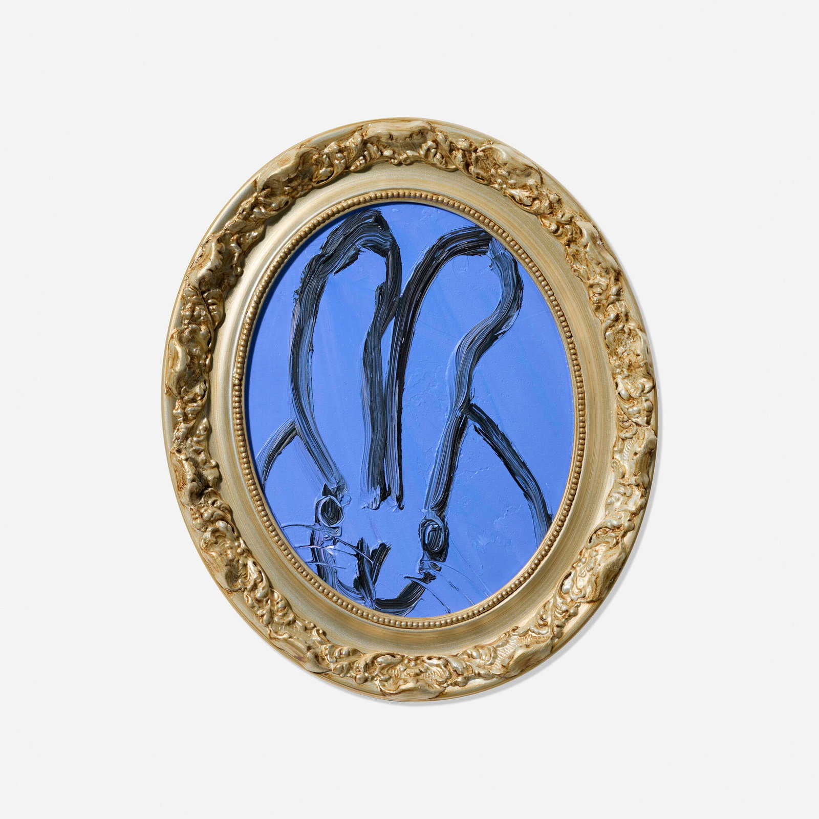 Hunt Slonem, Blueman: Hunt Slonem Blueman 2021 oil on wood in artist's frame 13.25 h x 11.125 w x 1.25 d in (34 x 28 x 3 cm) Signed, titled, and dated to verso 'Hunt Slonem 2021 ? Blueman'. Provenance: Private