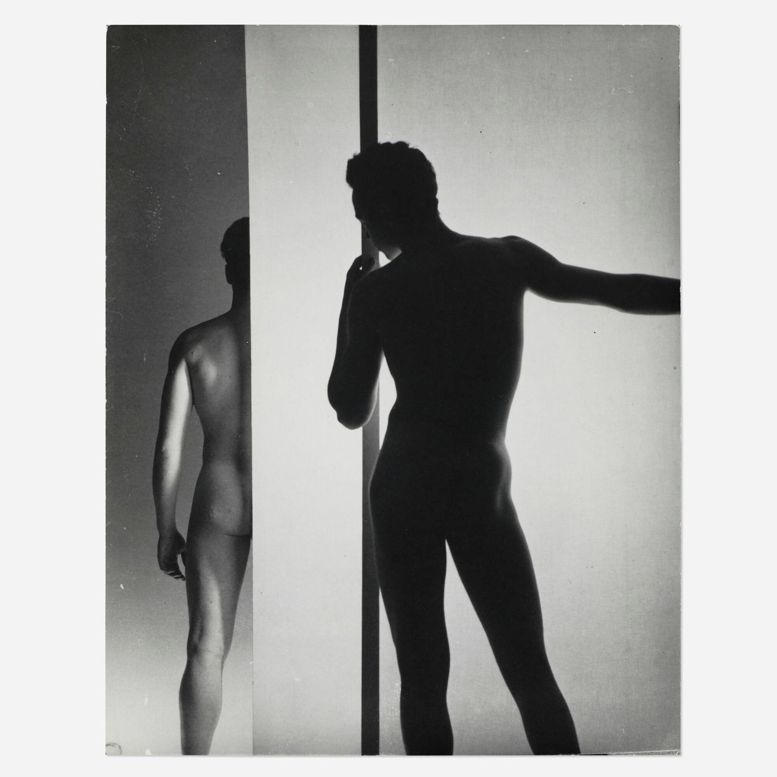 George Platt Lynes, Male Nude Study: George Platt Lynes Male Nude Study gelatin silver print 10 h x 8.875 w in (25 x 23 cm) Collector's stamp to verso. Provenance: The Ashby/Connolly Collection