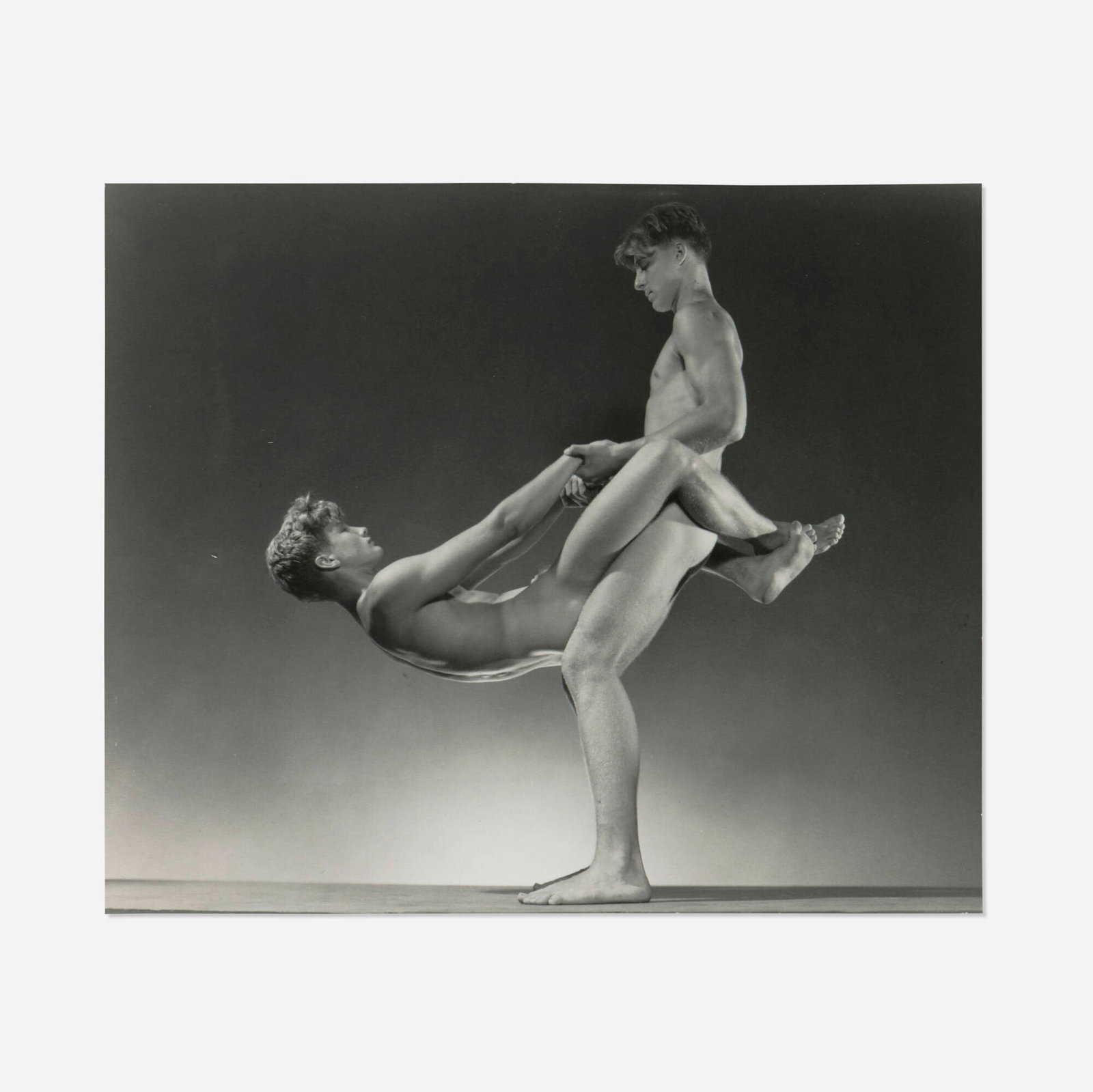 George Platt Lynes, Tex Smutley and Buddy Stanley: George Platt Lynes Tex Smutley and Buddy Stanley c. 1942 vintage gelatin silver print 7.375 h x 8.75 w in (19 x 22 cm) Inscribed to verso 'MW GPL vintage George Platt Lynes Tex Smutley and