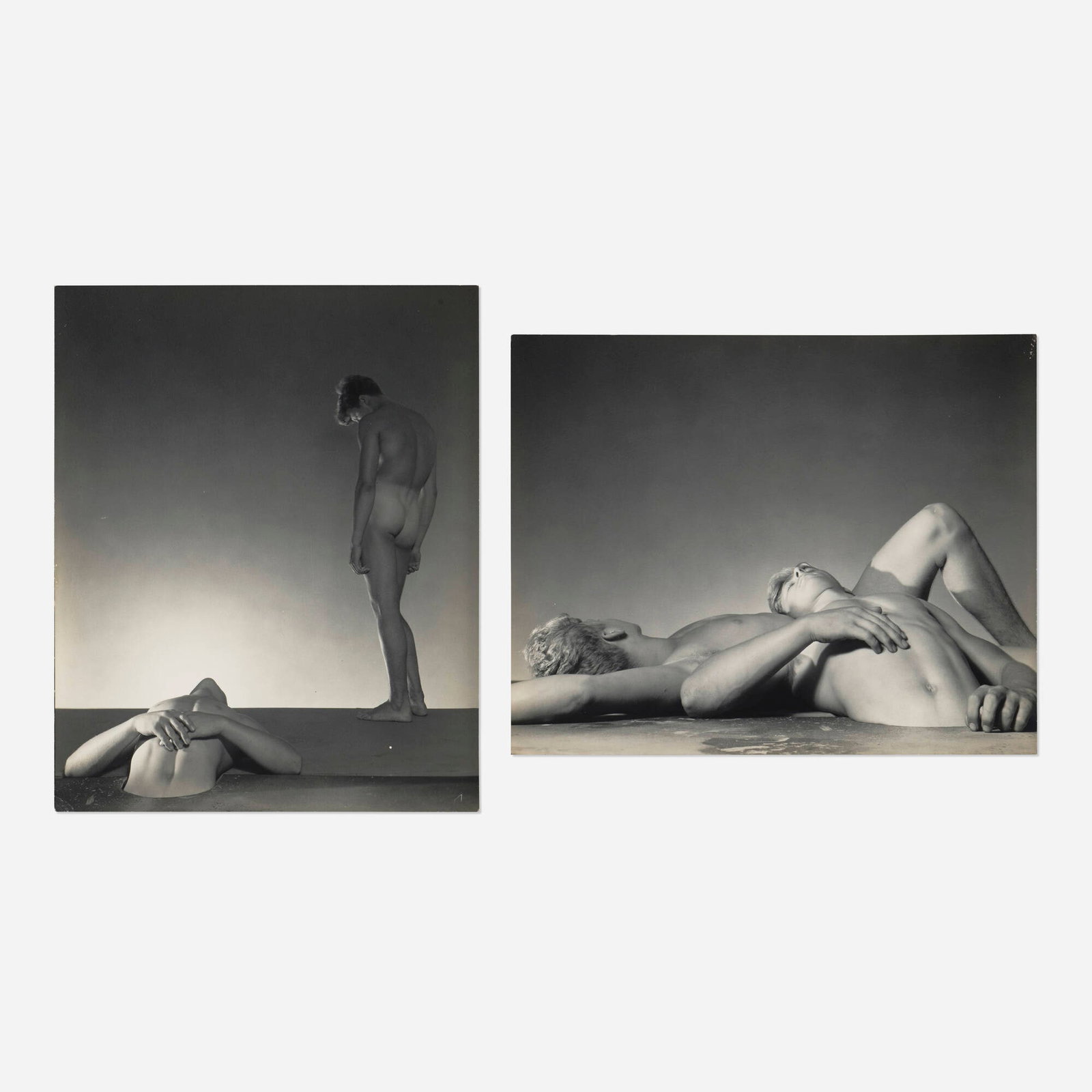 George Platt Lynes, Tex Smutley and Buddy Stanley (two works): George Platt Lynes Tex Smutley and Buddy Stanley (two works) gelatin silver print 9.375 h x 7.5 w in (24 x 19 cm) 7.5 h x 9.375 w in (19 x 24 cm) Inscribed to verso of each work 'M.W. Tex Sm