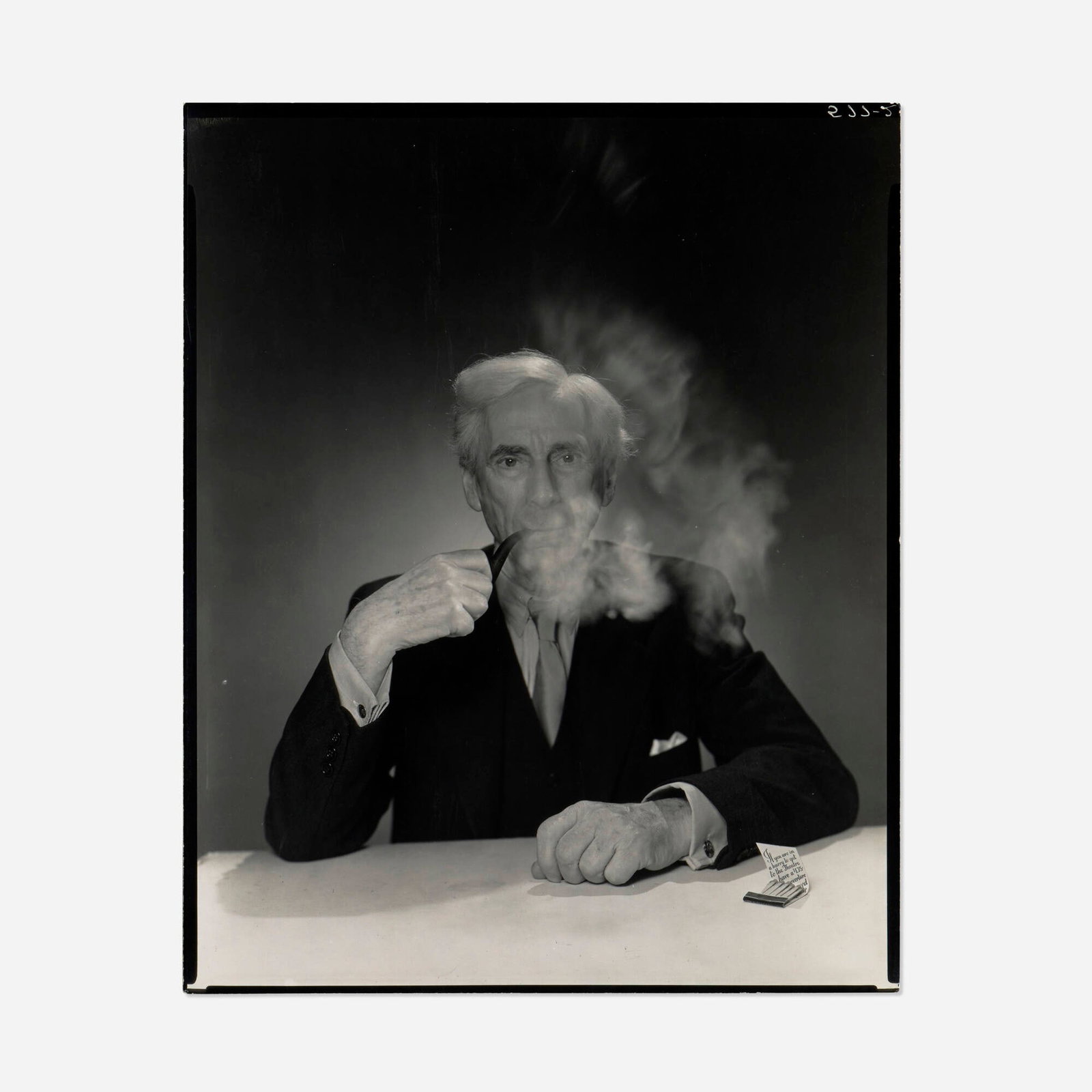 George Platt Lynes, Bertrand Russell: George Platt Lynes Bertrand Russell gelatin silver print image: 9.625 h x 7.75 w in (24 x 20 cm) sheet: 10 h x 8 w in (25 x 20 cm) Inscribed to verso 'Bertrand Russell' with collector&#