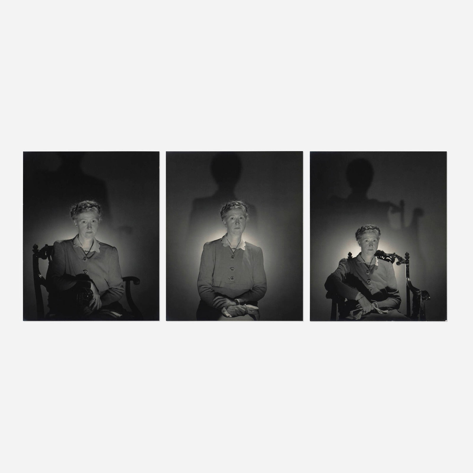 George Platt Lynes, Marianne Moore (three works): George Platt Lynes Marianne Moore (three works) gelatin silver print each: 9.25 h x 7.5 w in (23 x 19 cm) Artist's stamp and collector's stamp to verso of each work. Provena