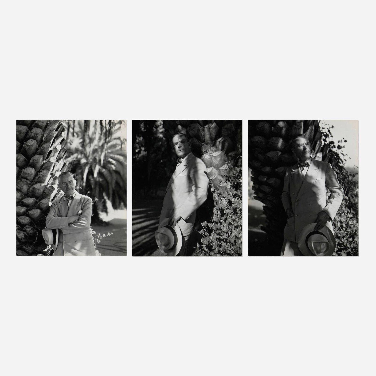 George Platt Lynes, Thomas Mann (three works): George Platt Lynes Thomas Mann (three works) gelatin silver print each: 9.5 h x 7.75 w in (24 x 20 cm) Inscribed to verso of each work 'Thomas Mann' with artist's Vogue stamp and coll