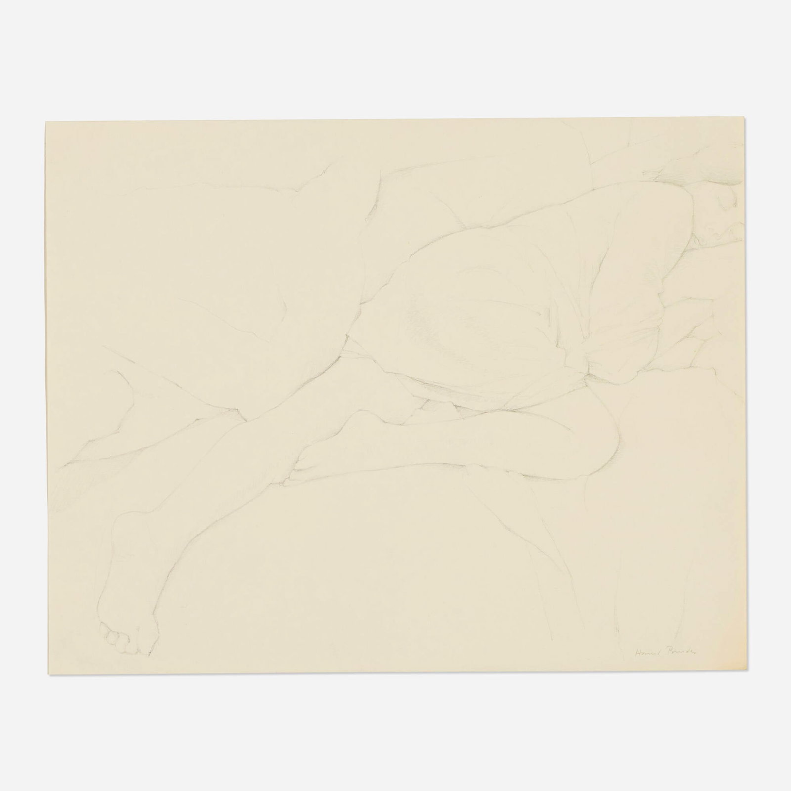 Harold Bruder, Sleeping Female Figure: Harold Bruder Sleeping Female Figure 1976 graphite on paper 11 h x 13.625 w in (28 x 35 cm) Signed to lower right 'Harold Bruder'. Provenance: The Ashby/Connolly Collect